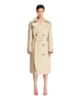 Beige Cotton And Silk Trench Coat