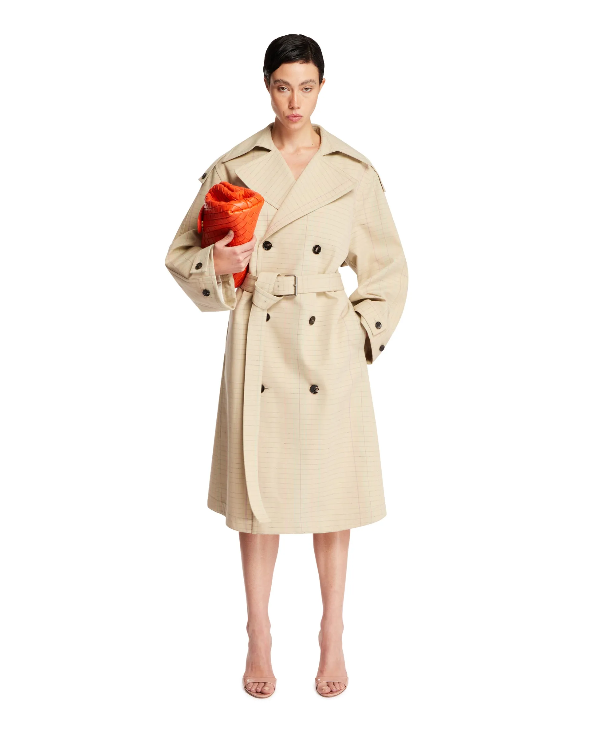 Beige Cotton And Silk Trench Coat