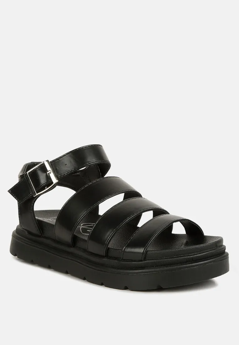 Belcher Faux Leather Gladiator Sandals By Ruw