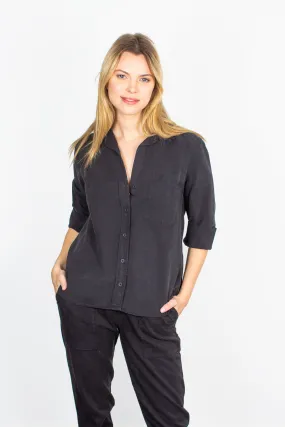 Bella Dahl button-down vintage black crepe shirt