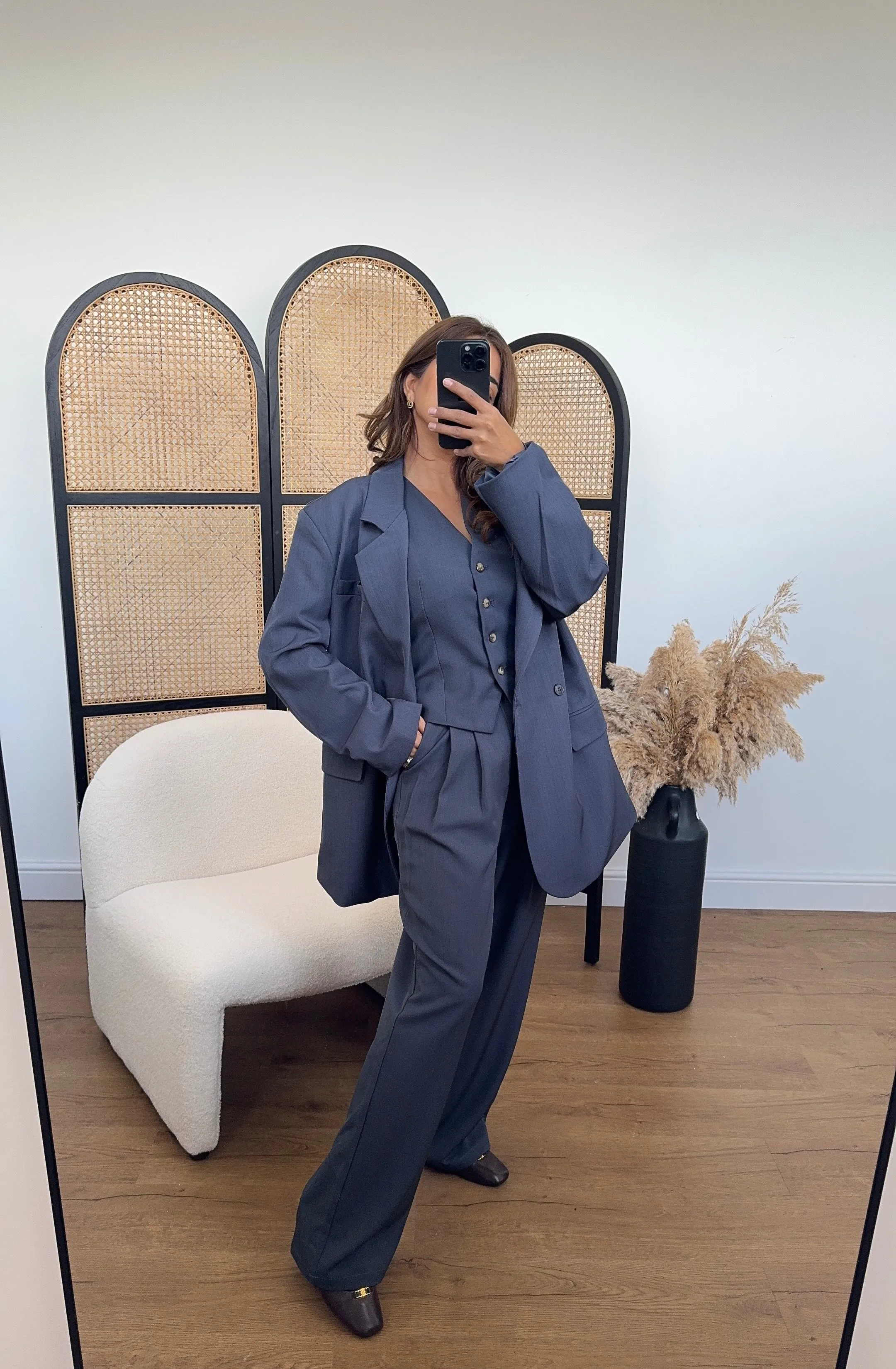 Bella three piece blazer set blue