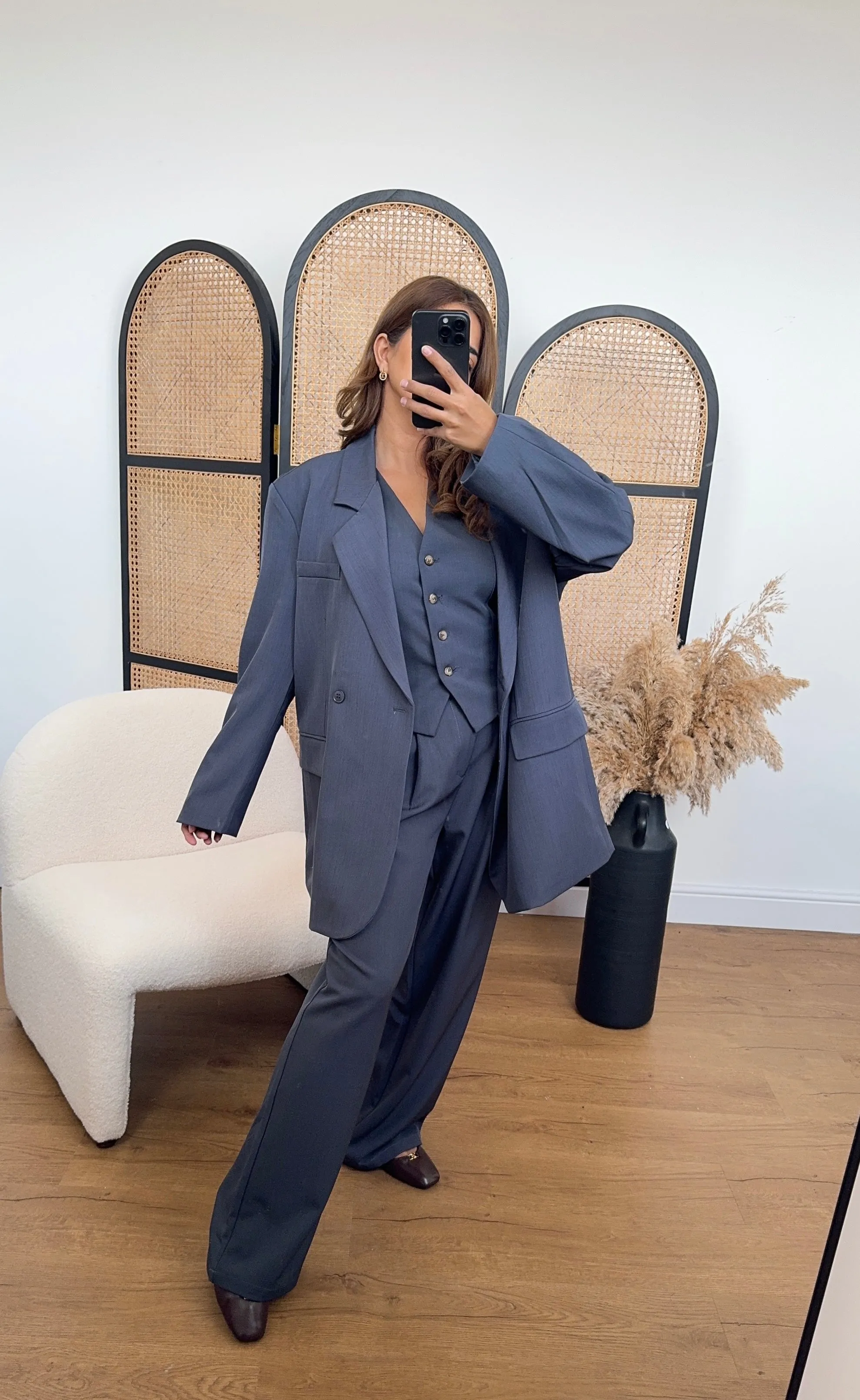 Bella three piece blazer set blue