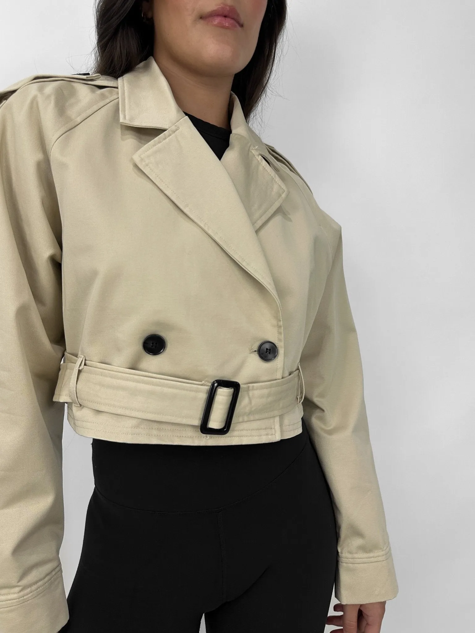 Belted Cropped Trench Coat