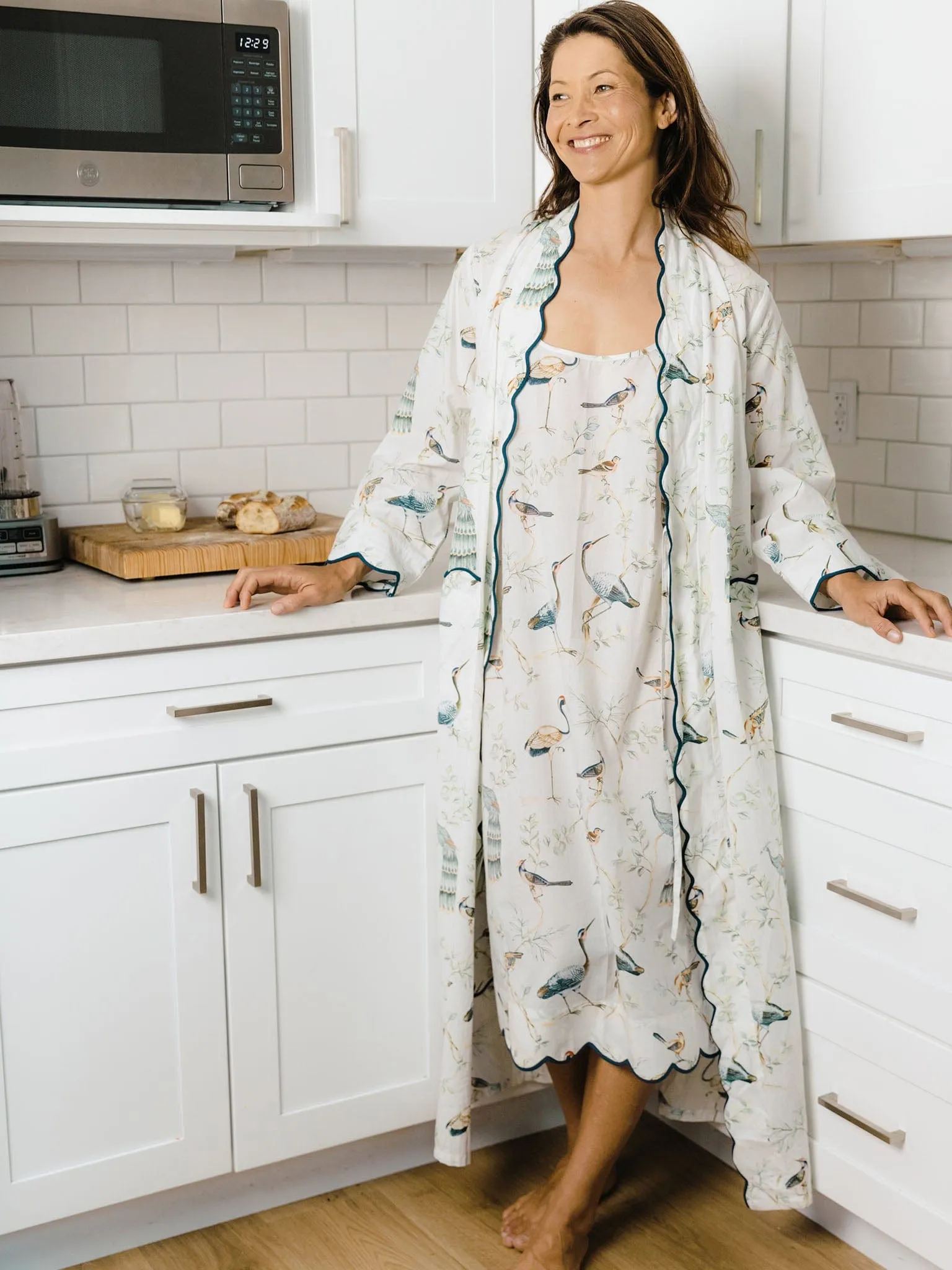 Birds of a Feather Print Slip Nightgown