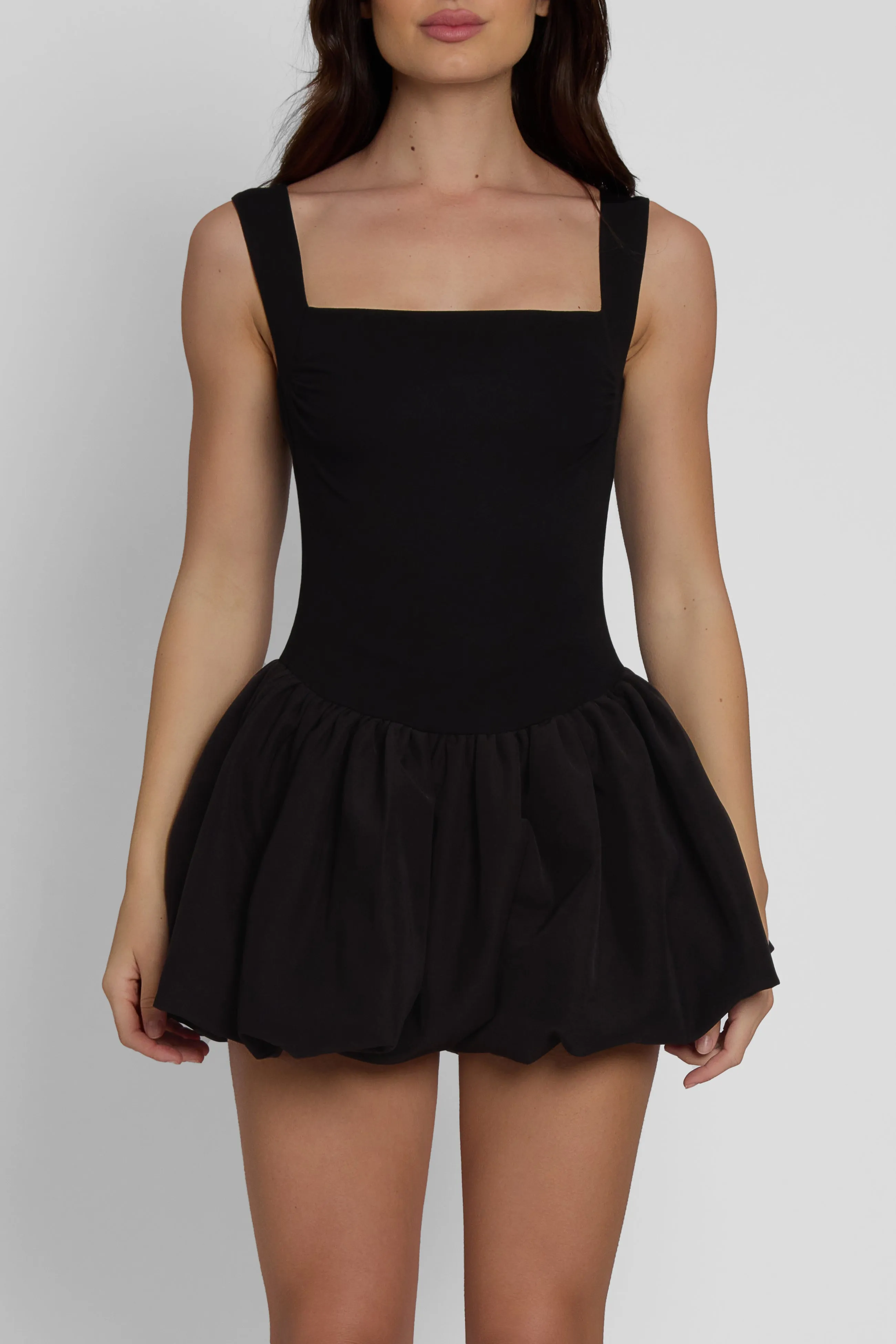 Bisou Bubble Knit Mini Dress - Black