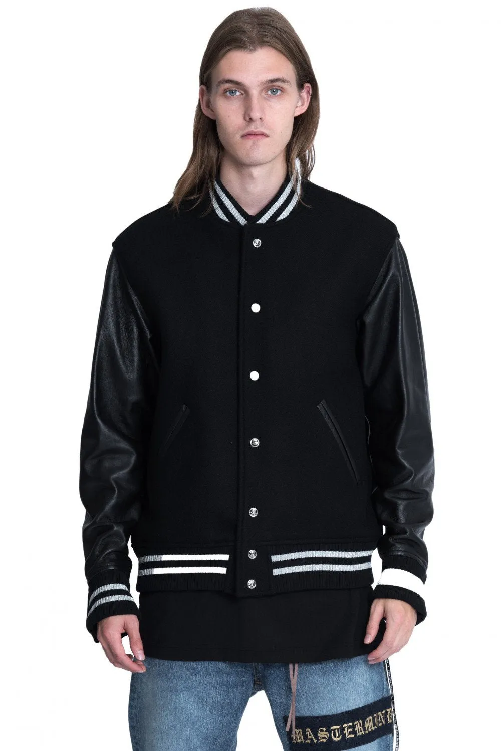 Black Cashmere Varsity Jacket