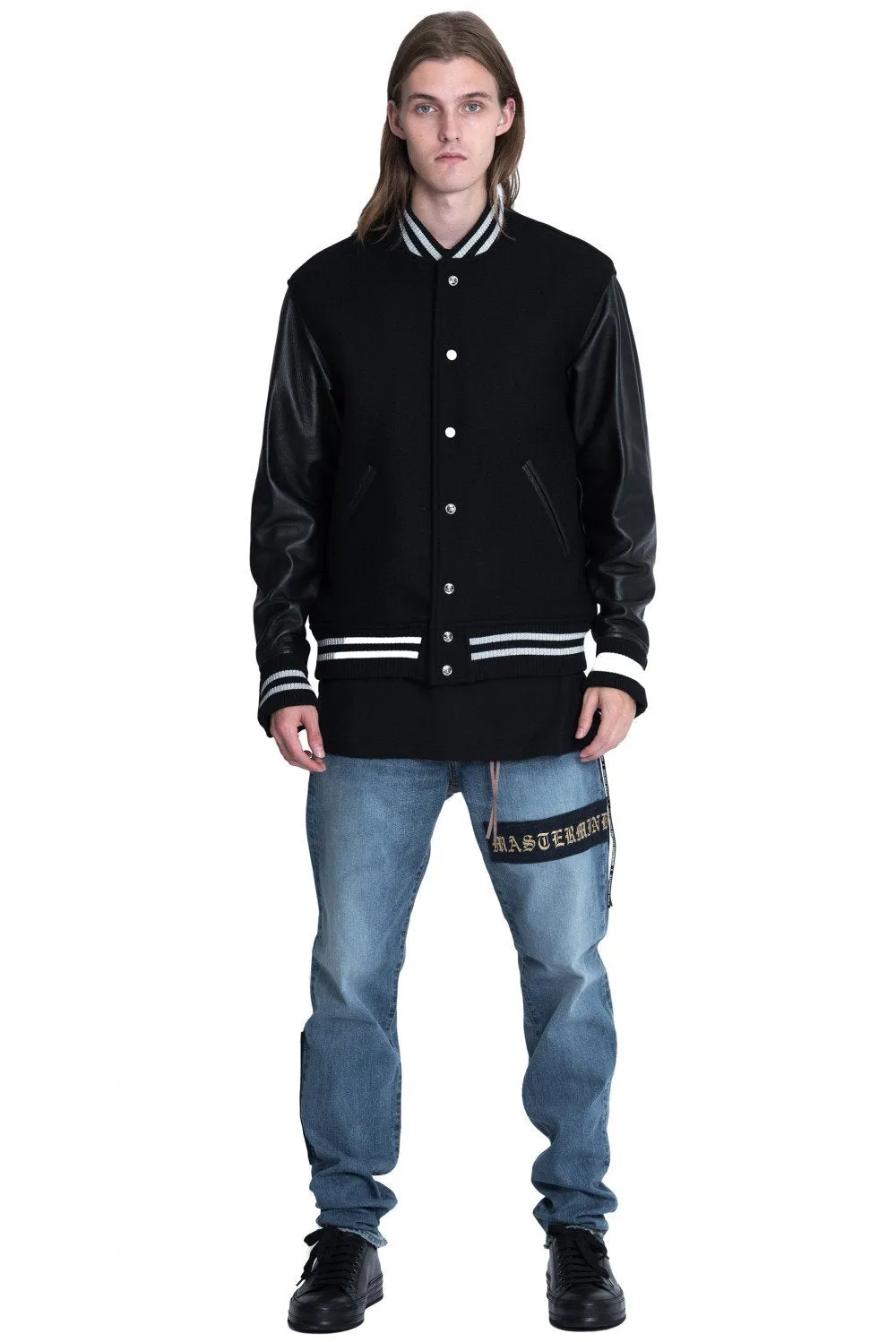 Black Cashmere Varsity Jacket