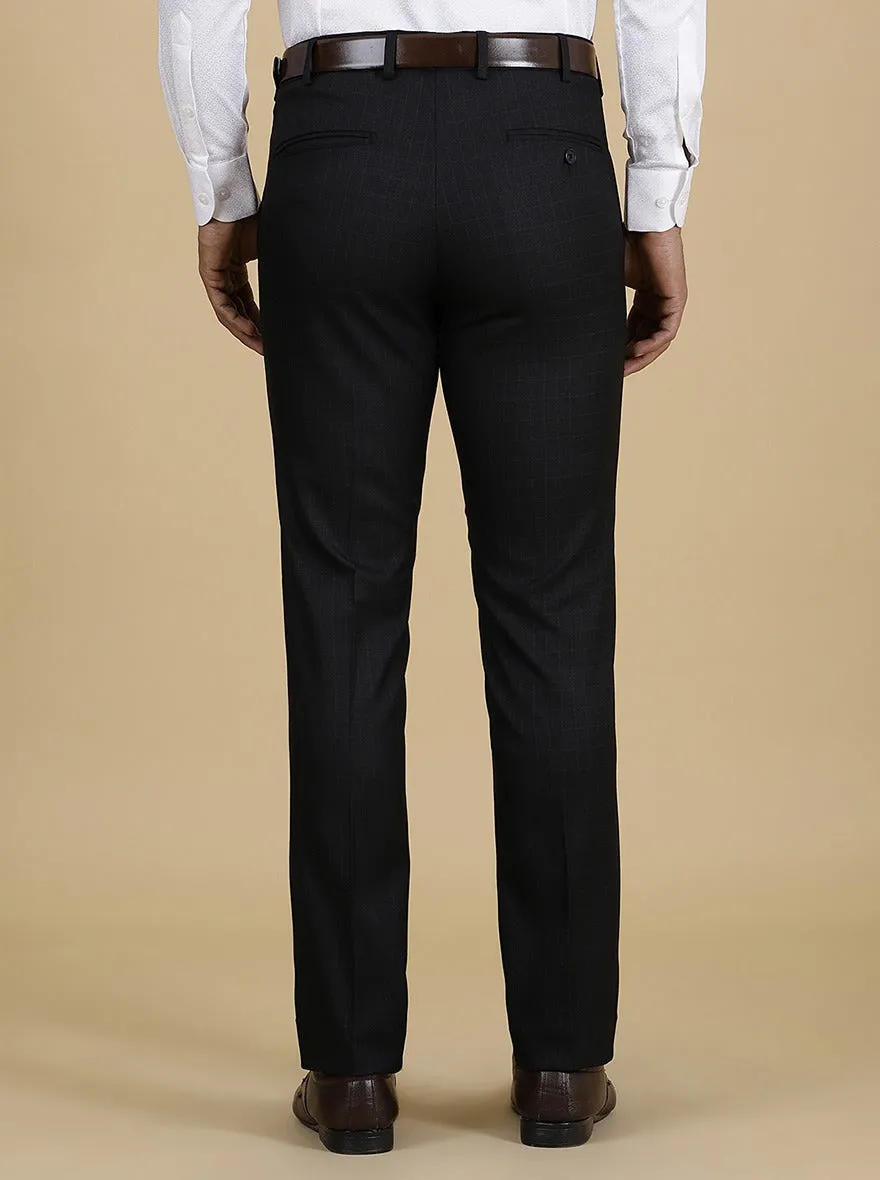 Black Checked Super Slim Fit Formal Trouser | Greenfibre