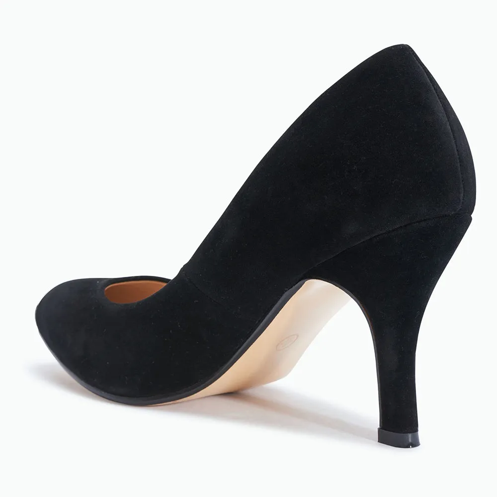 Black Micro Slip On Stiletto Pumps