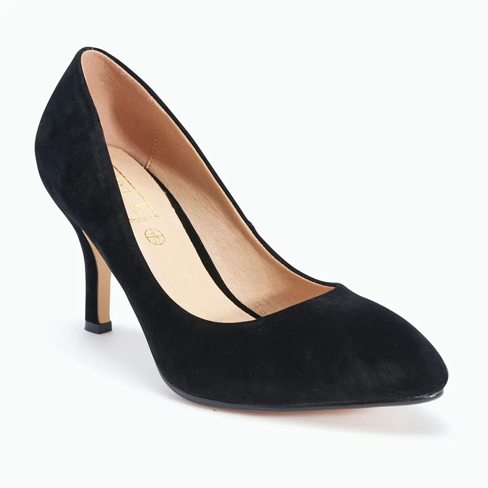 Black Micro Slip On Stiletto Pumps