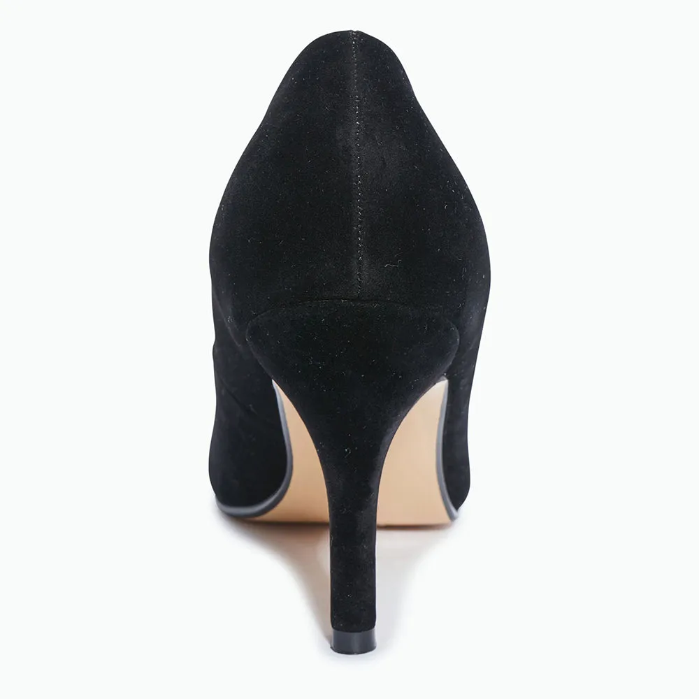 Black Micro Slip On Stiletto Pumps