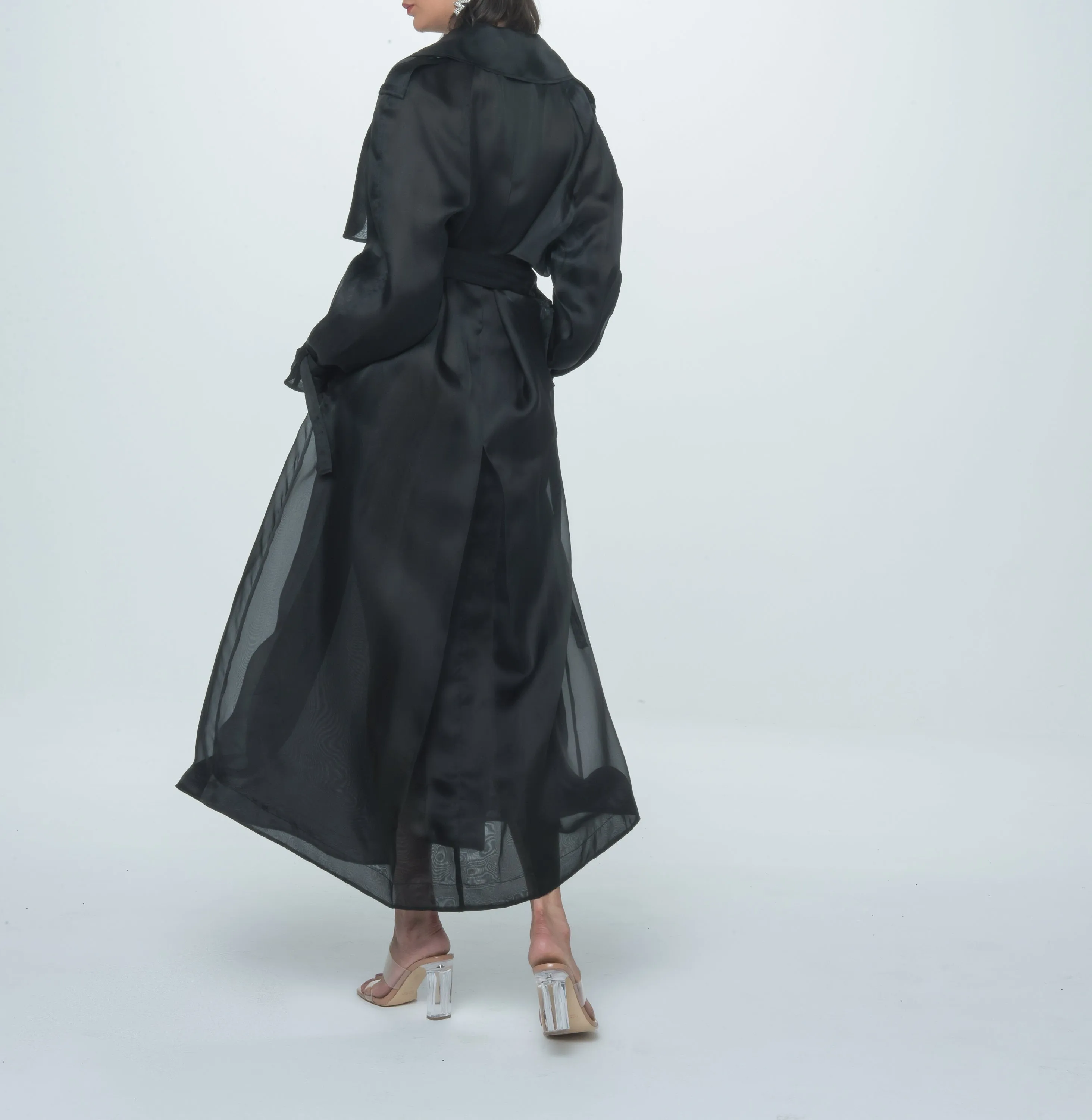 Black  Silk Organza Trench Coat