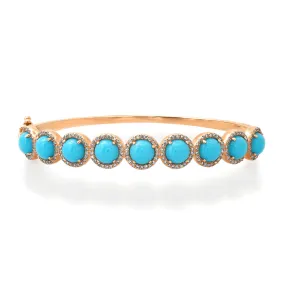 Bold Turquoise & Diamond Bangle Bracelet