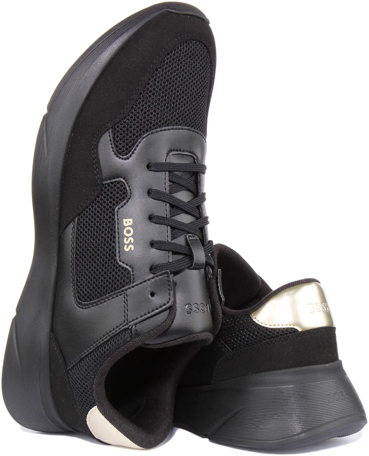 Boss Dean Runner Memx In Black Gold For Men