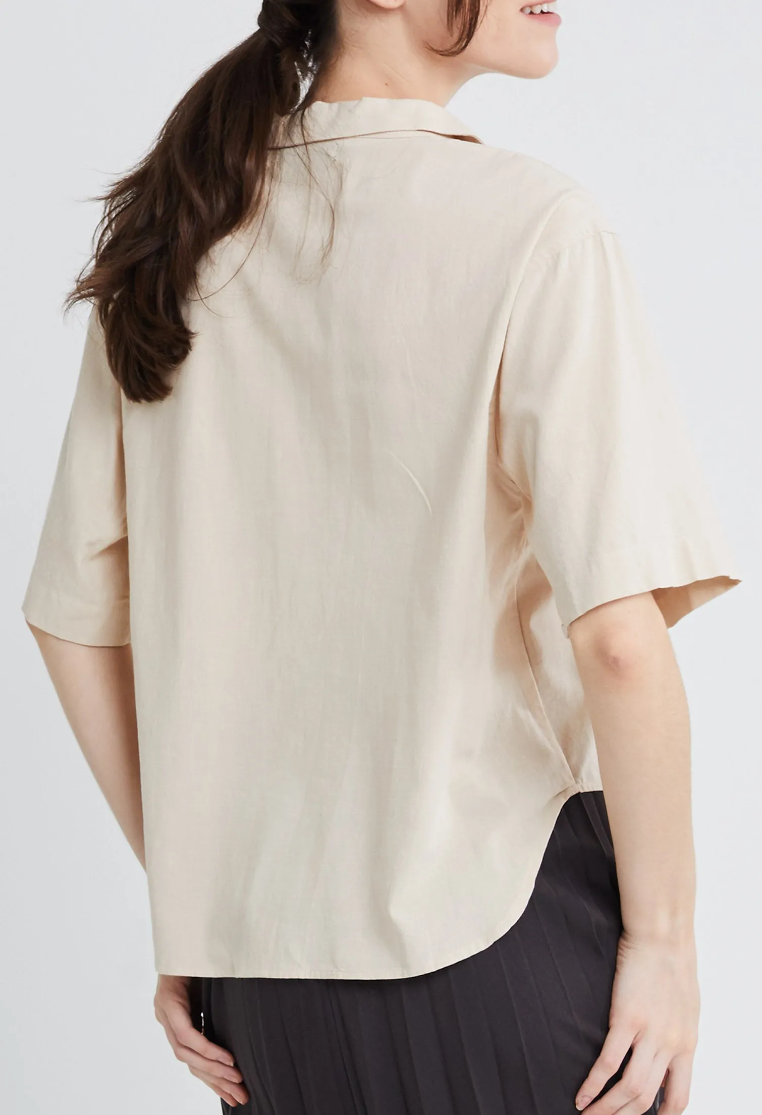 Boxy Button Down Linen Blouse