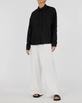 Byron Linen Overshirt - Black