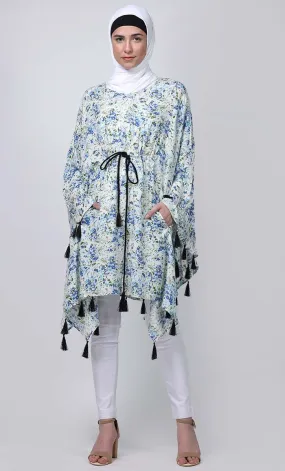 Casual Everyday Wear  Printed Tunic With Tessels And Dori And Pockets