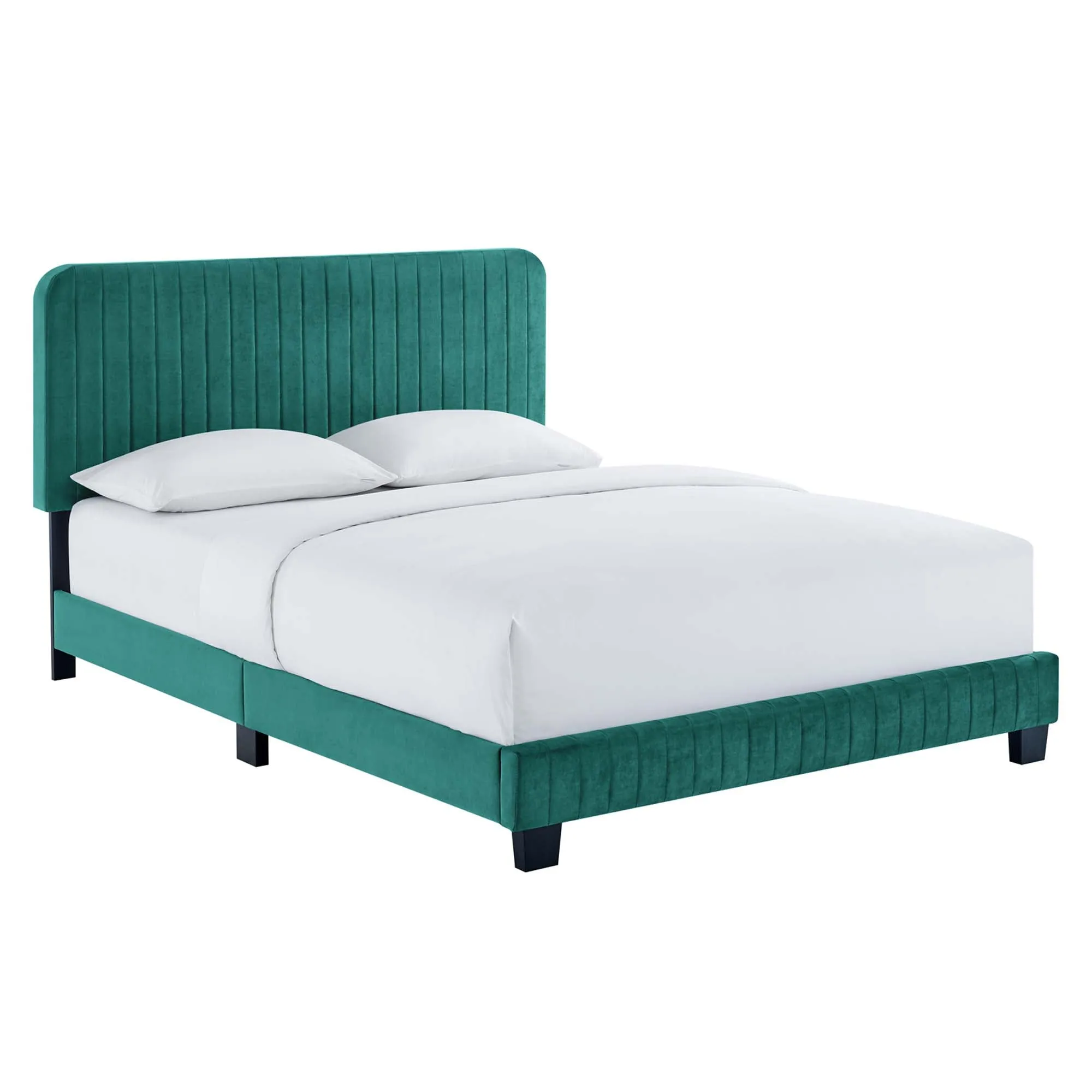 Celine  Channel Tufted Performance Velvet  Platform Bed