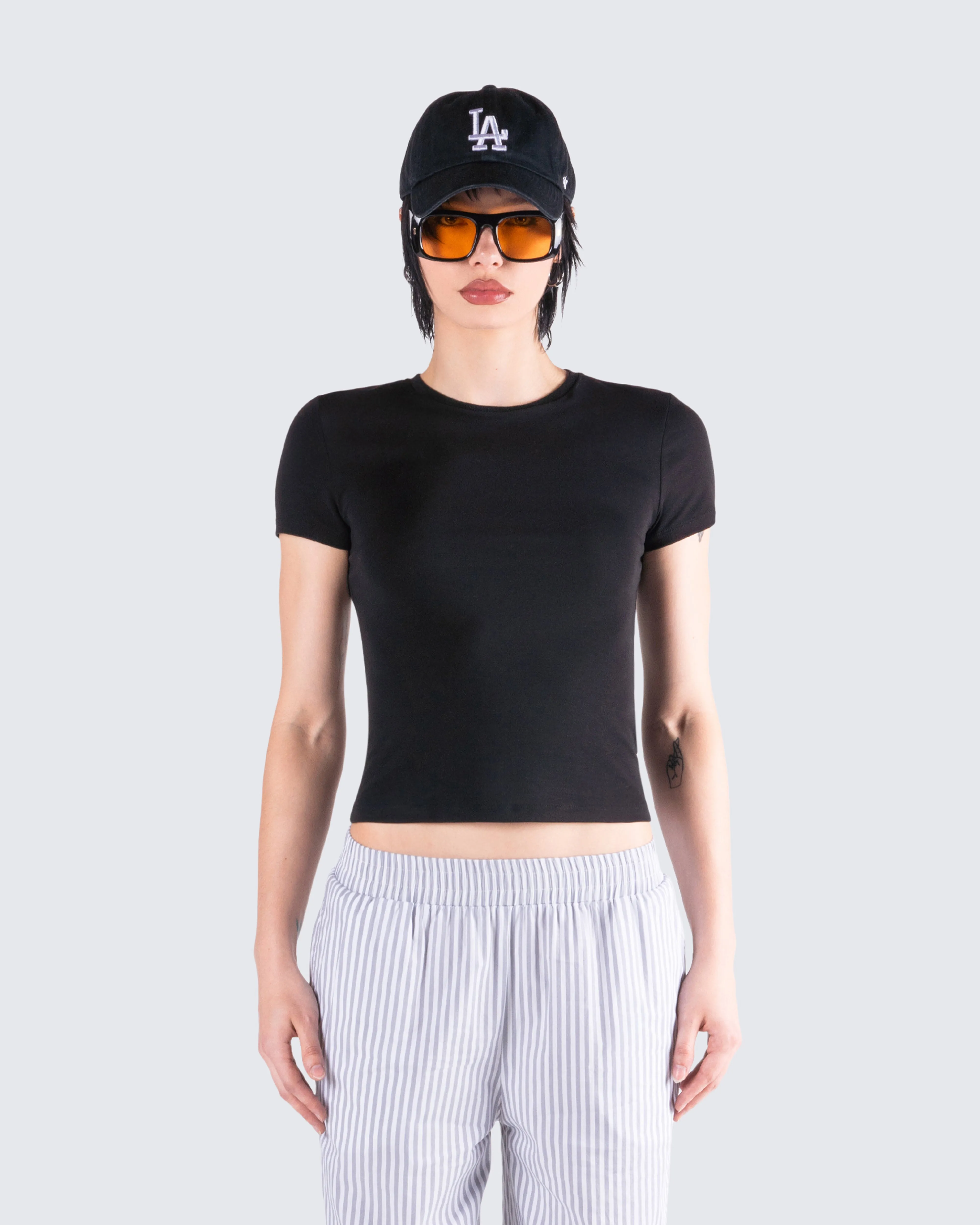 Chell Black Jersey Top