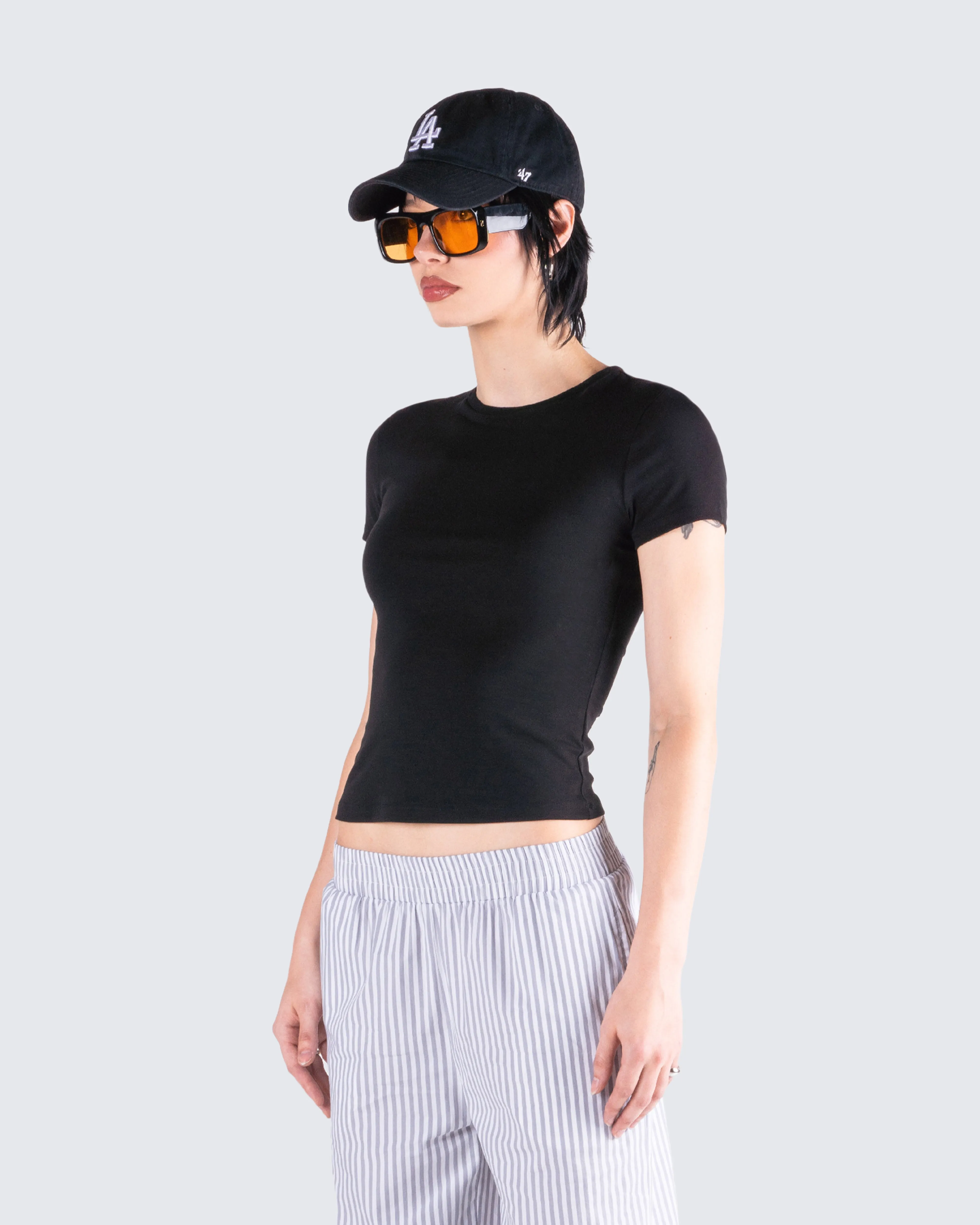 Chell Black Jersey Top