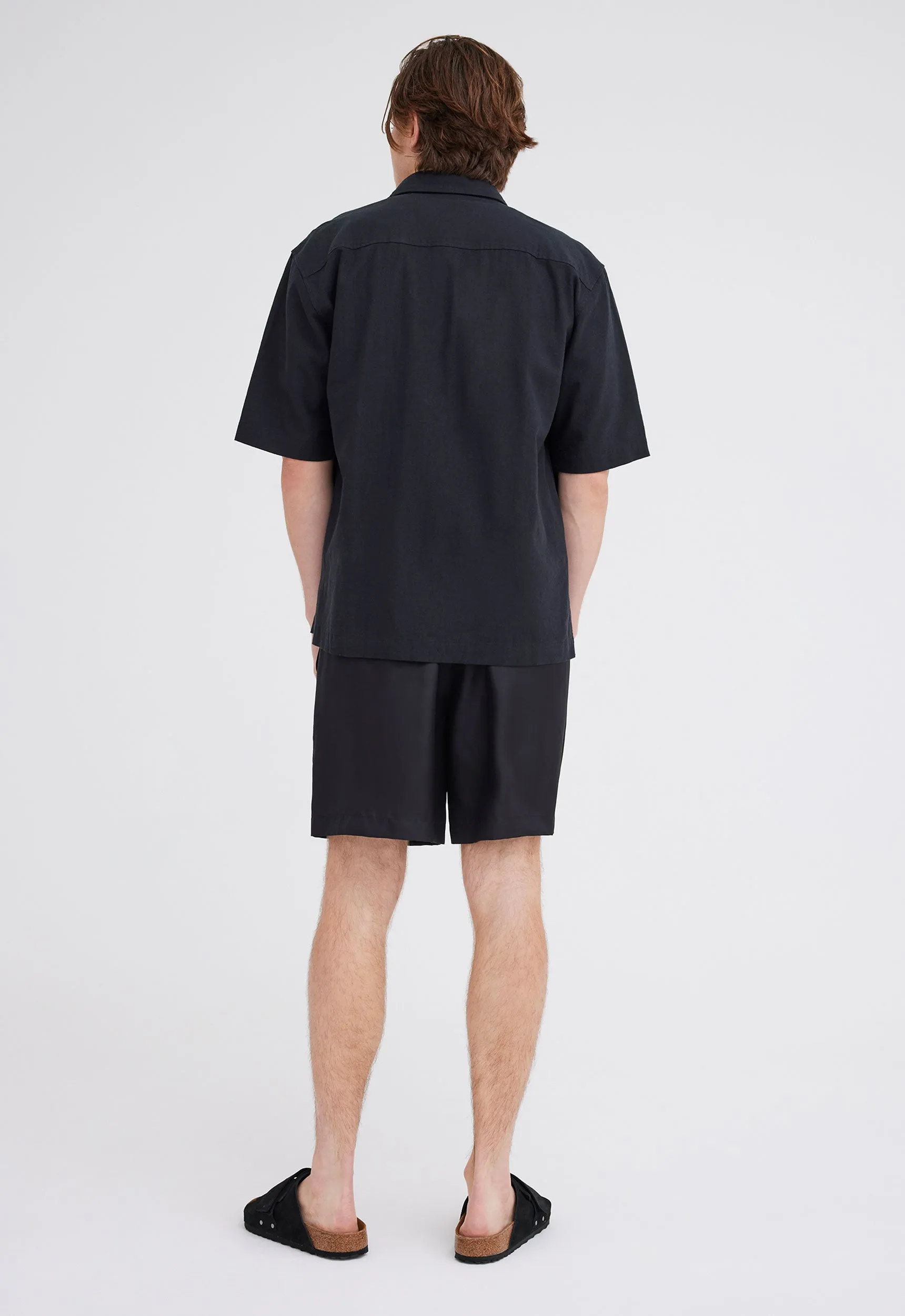 Christopher Cotton Linen Shirt - Black