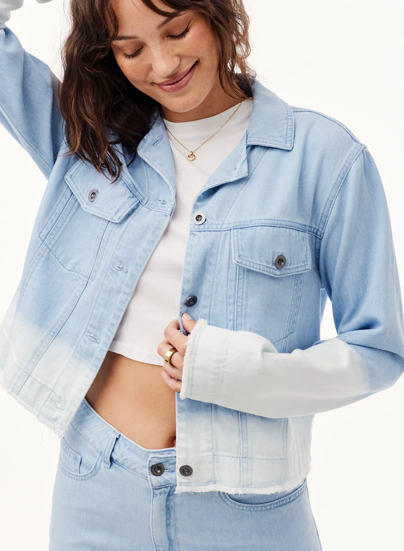 Coco Cut-Off Jean Jacket - Bleach Out Dip  Wash