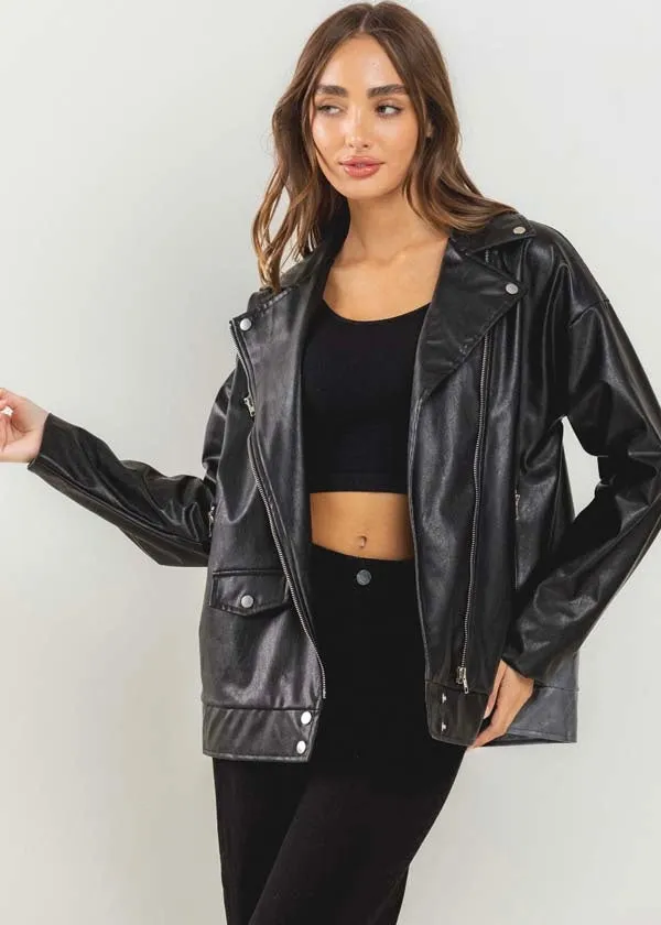 COLLECTION SPECIAL: Nomad Oversized Biker Jacket in Onyx