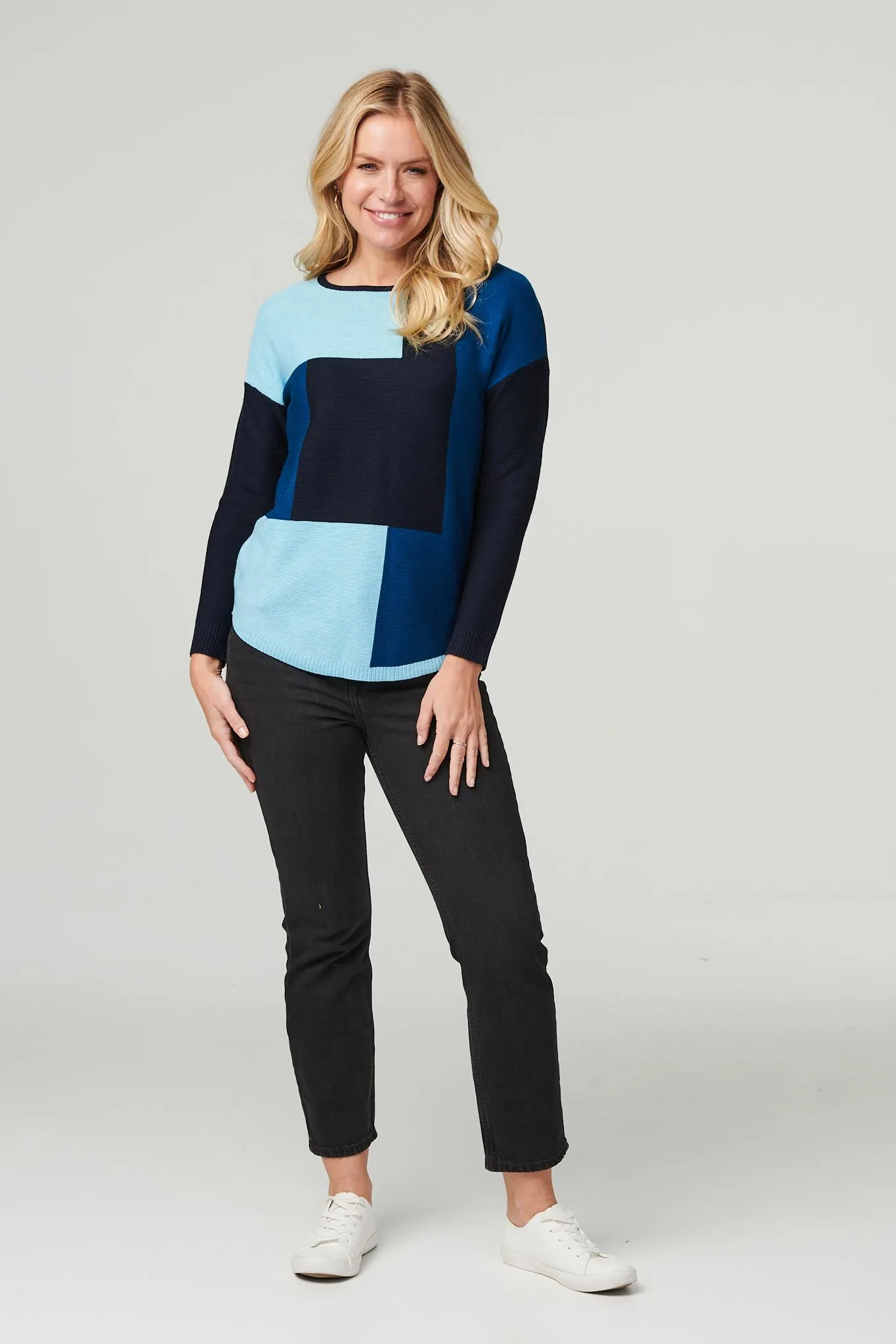 Colour Block Slouchy Knit Jumper