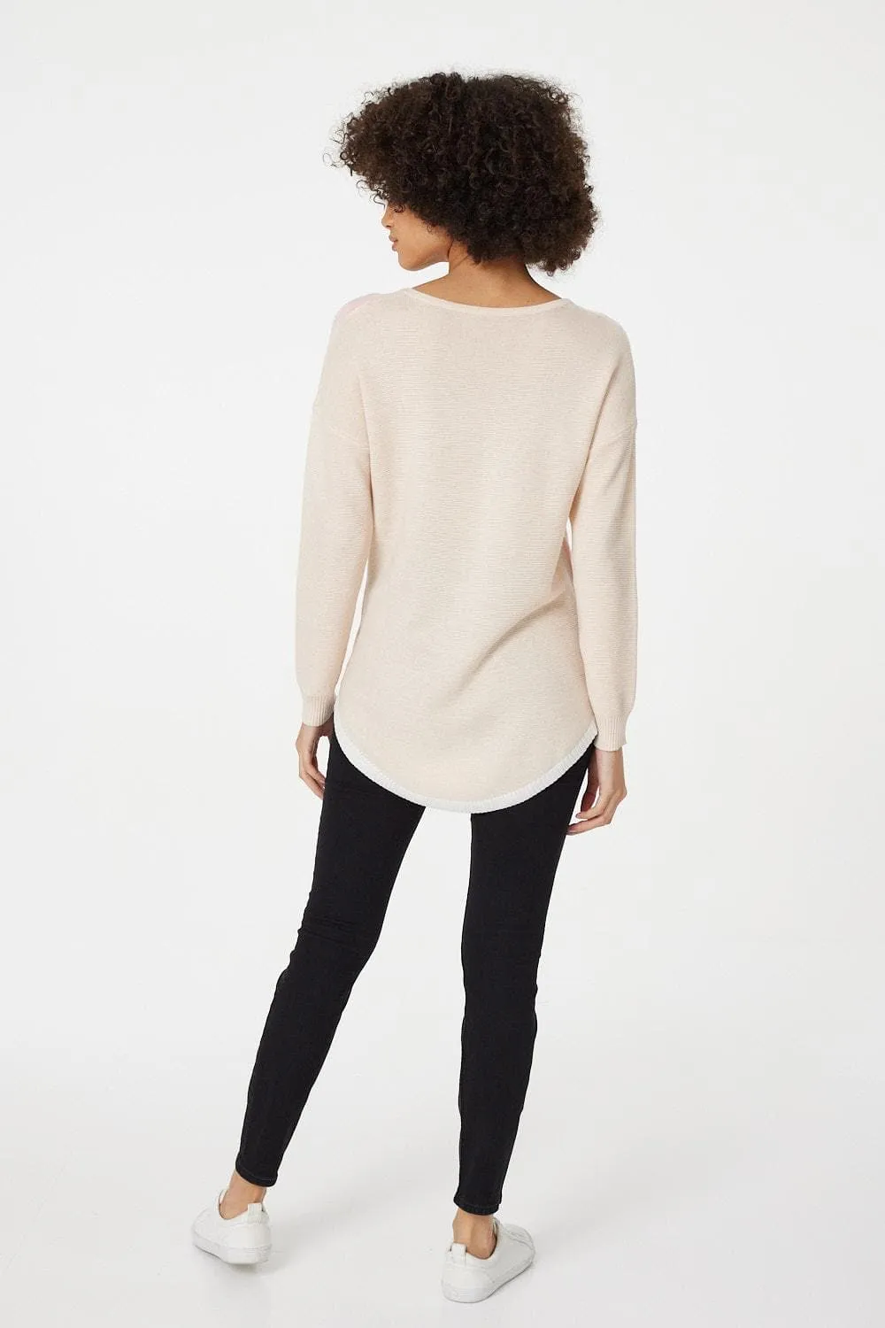 Colour Block Slouchy Knit Jumper