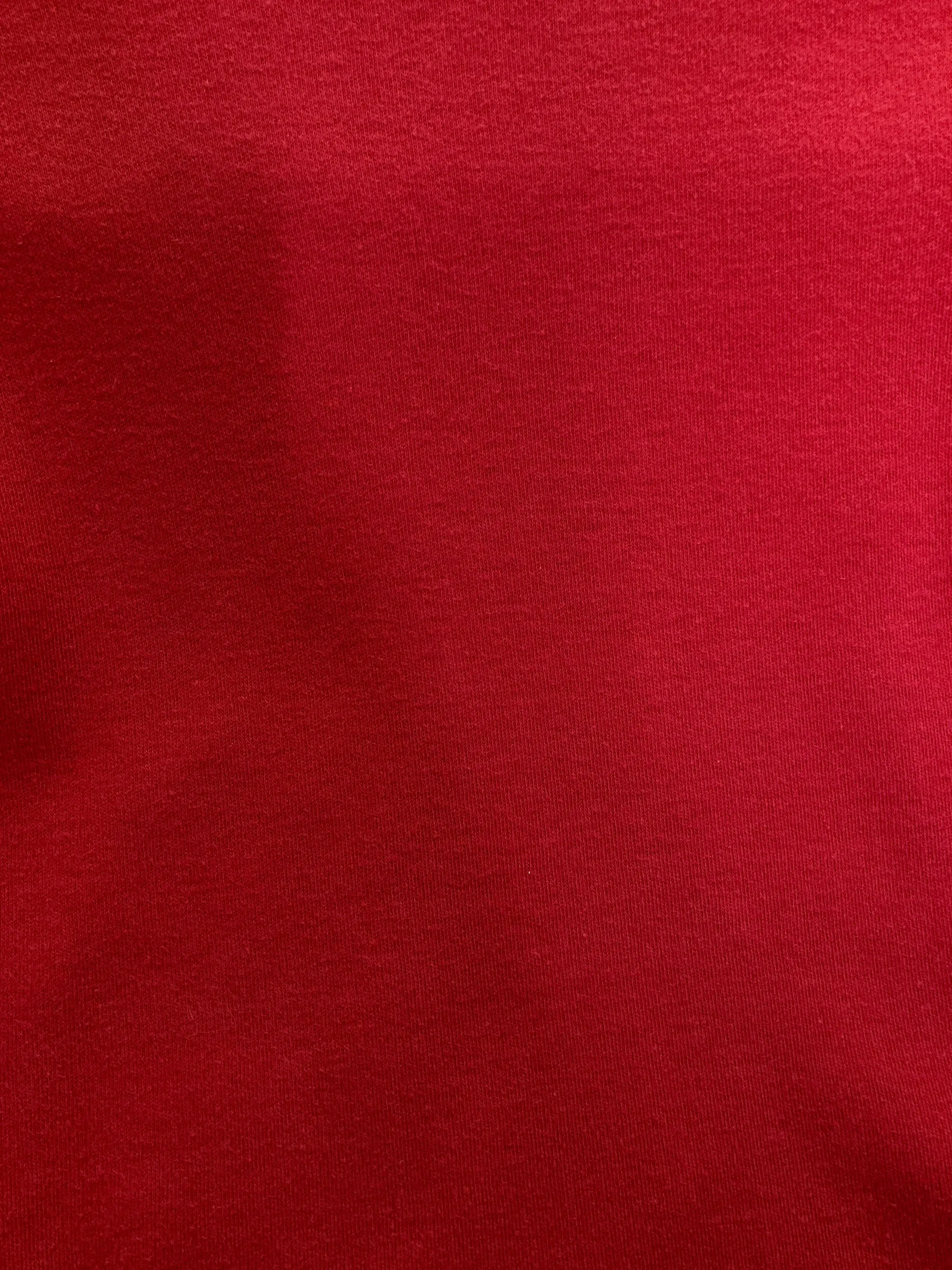 Comme des Garcons AW1996 red cotton top with brushed flower applique