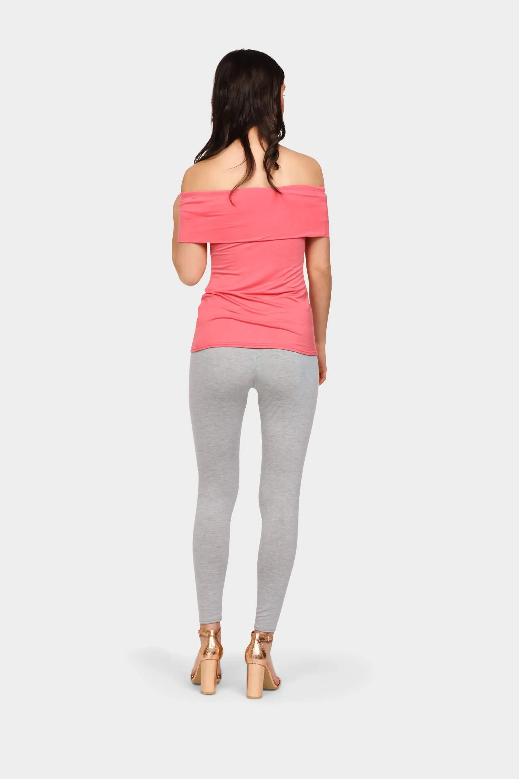 Coral Basic Jersey Bardot Top