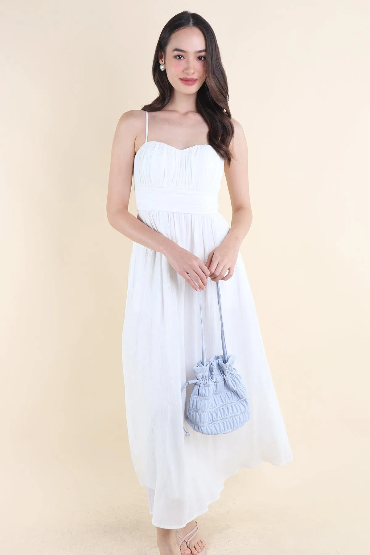 COSTALLO PADDED MAXI DRESS IN WHITE