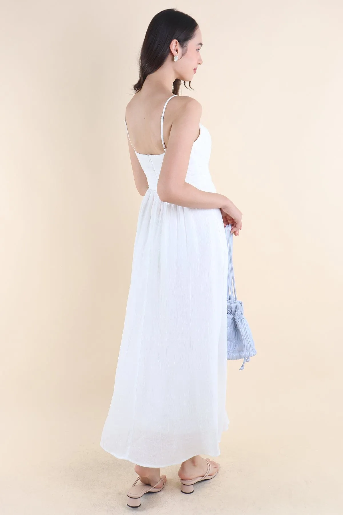 COSTALLO PADDED MAXI DRESS IN WHITE