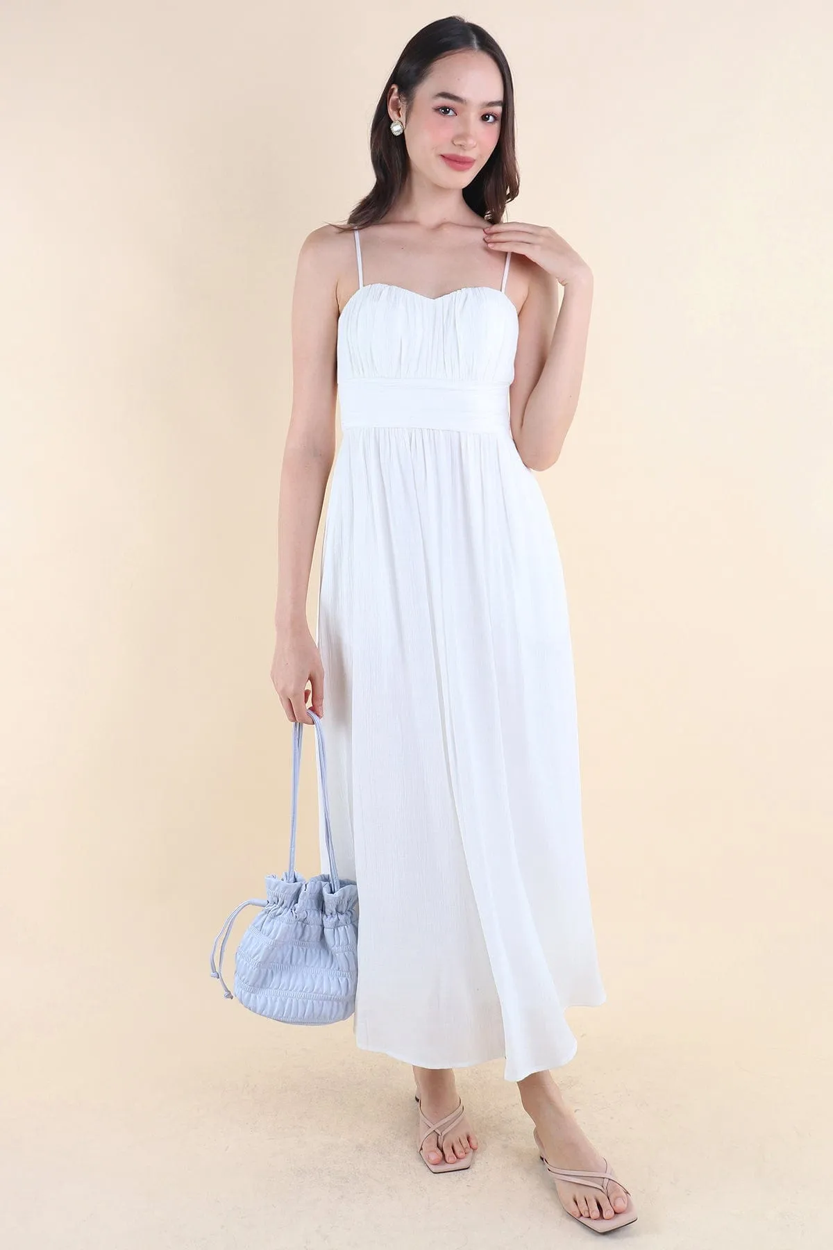 COSTALLO PADDED MAXI DRESS IN WHITE