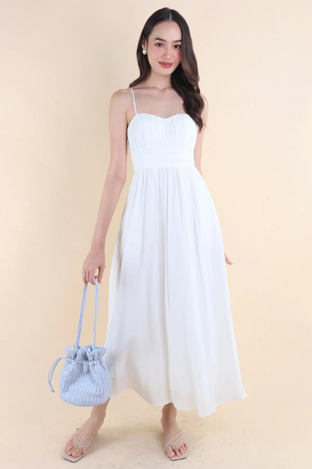 COSTALLO PADDED MAXI DRESS IN WHITE