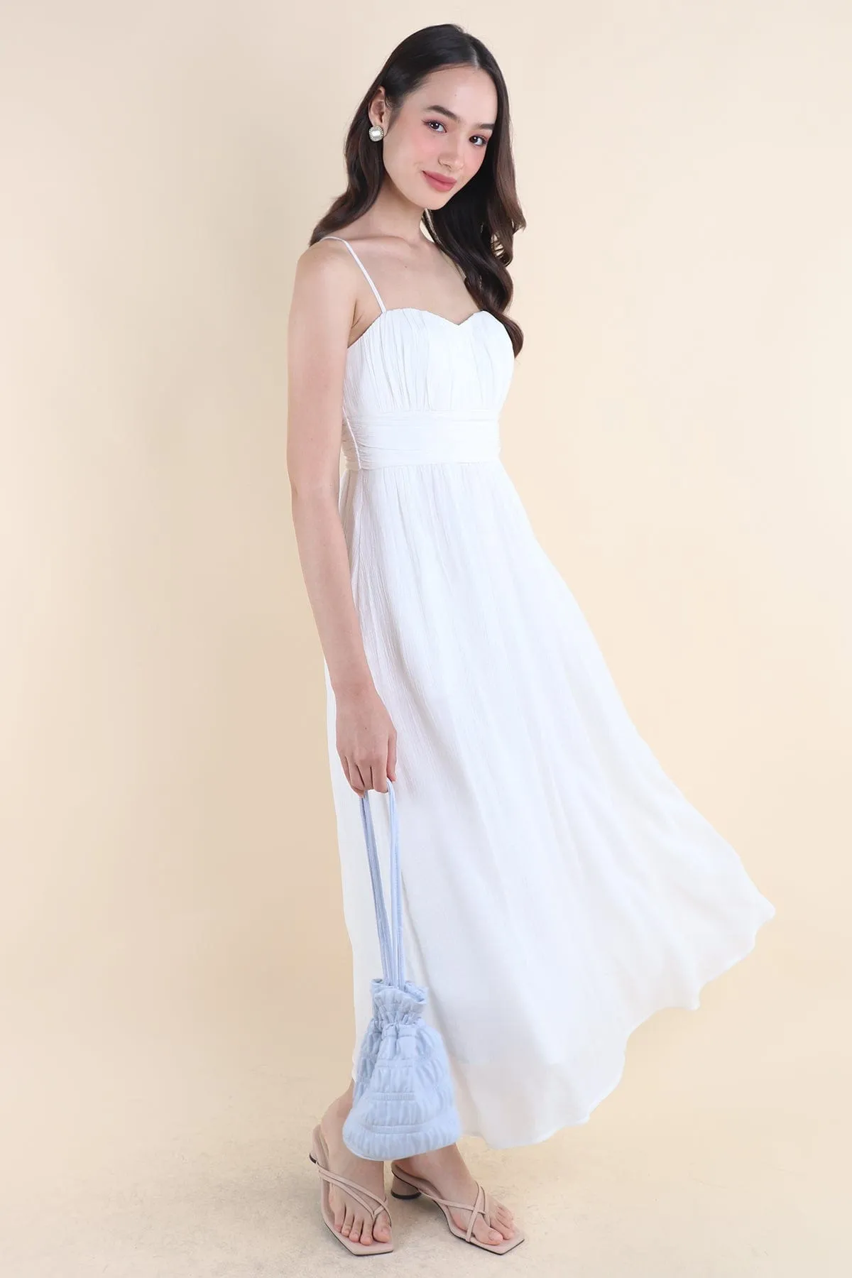 COSTALLO PADDED MAXI DRESS IN WHITE