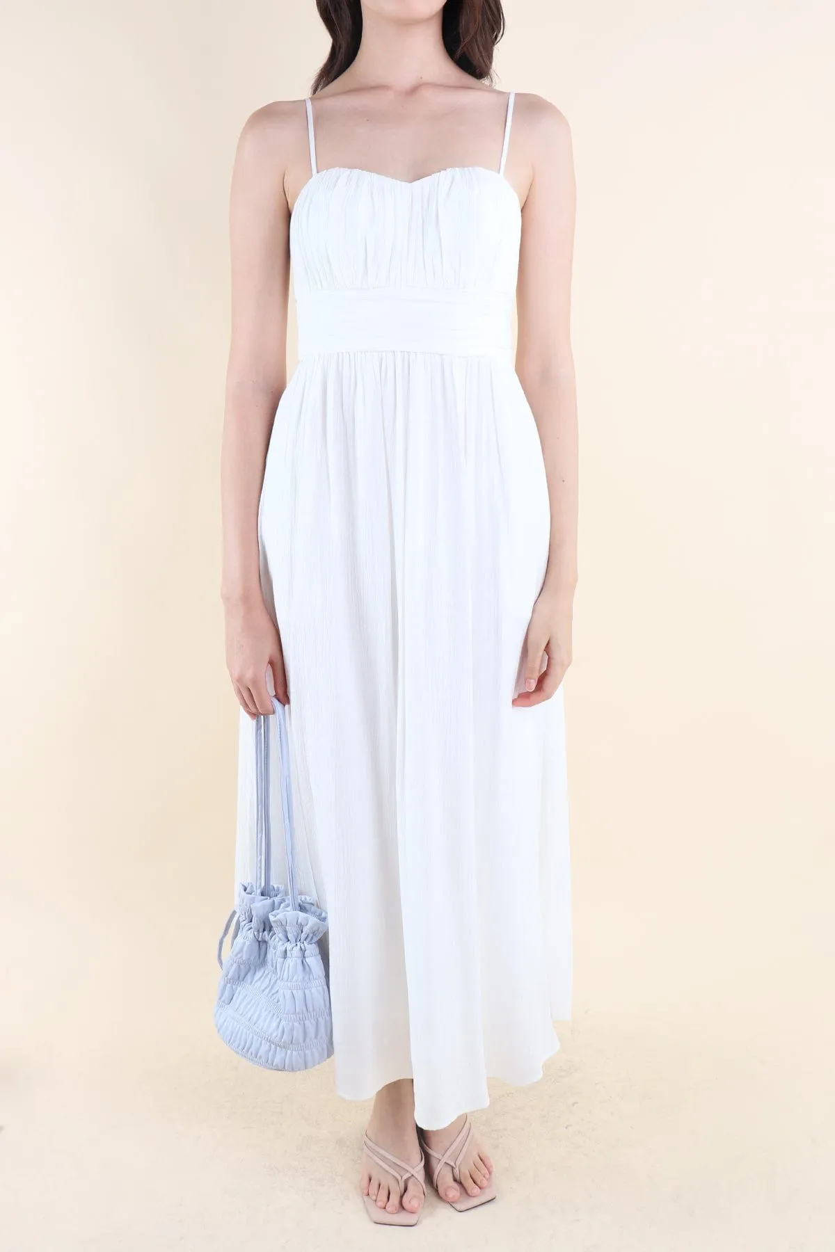 COSTALLO PADDED MAXI DRESS IN WHITE