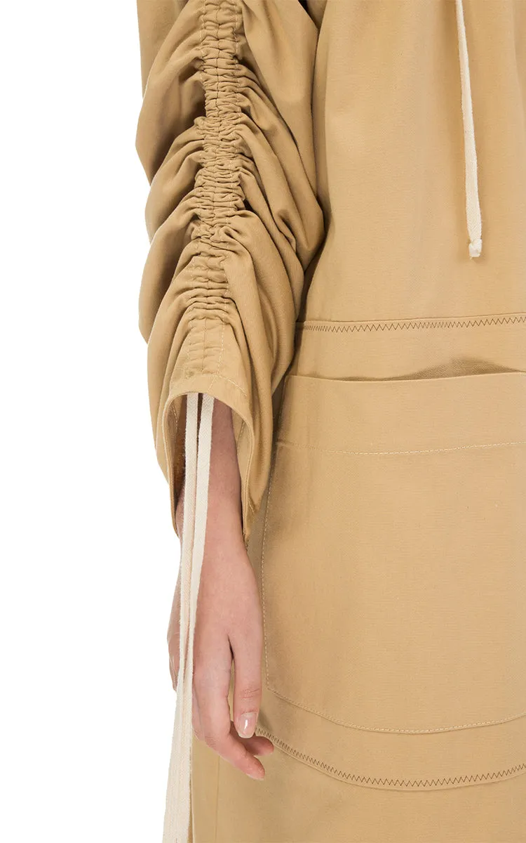 Cotton trench coat with strings