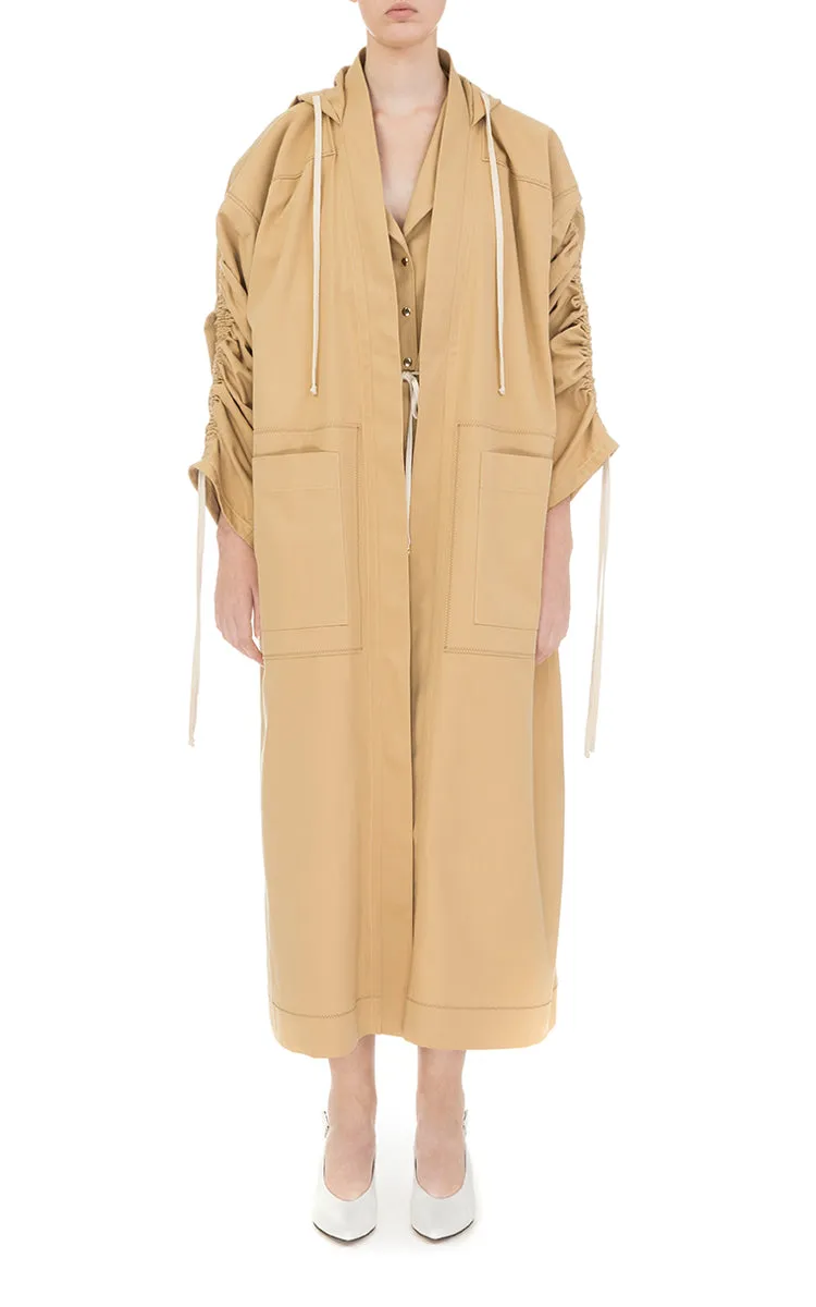 Cotton trench coat with strings