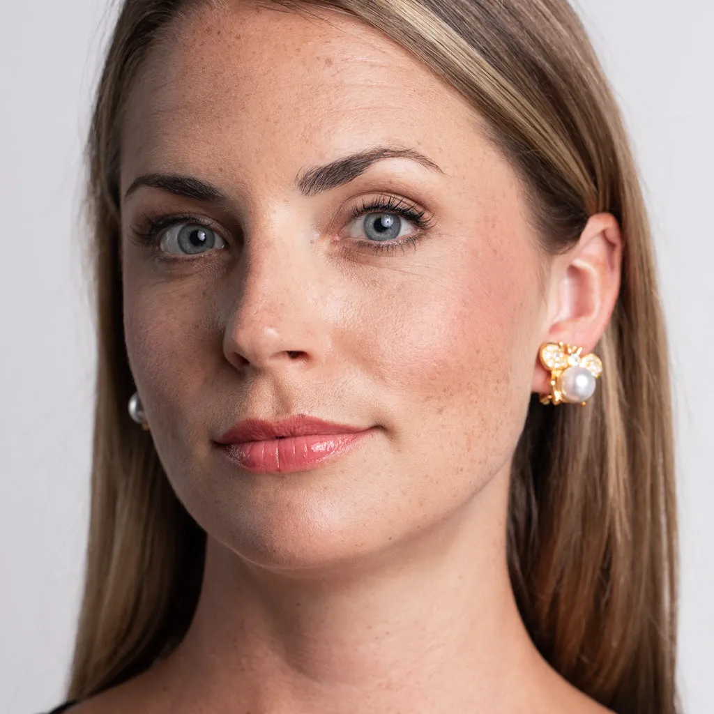 Cultura Pearl Bee Clip Earrings