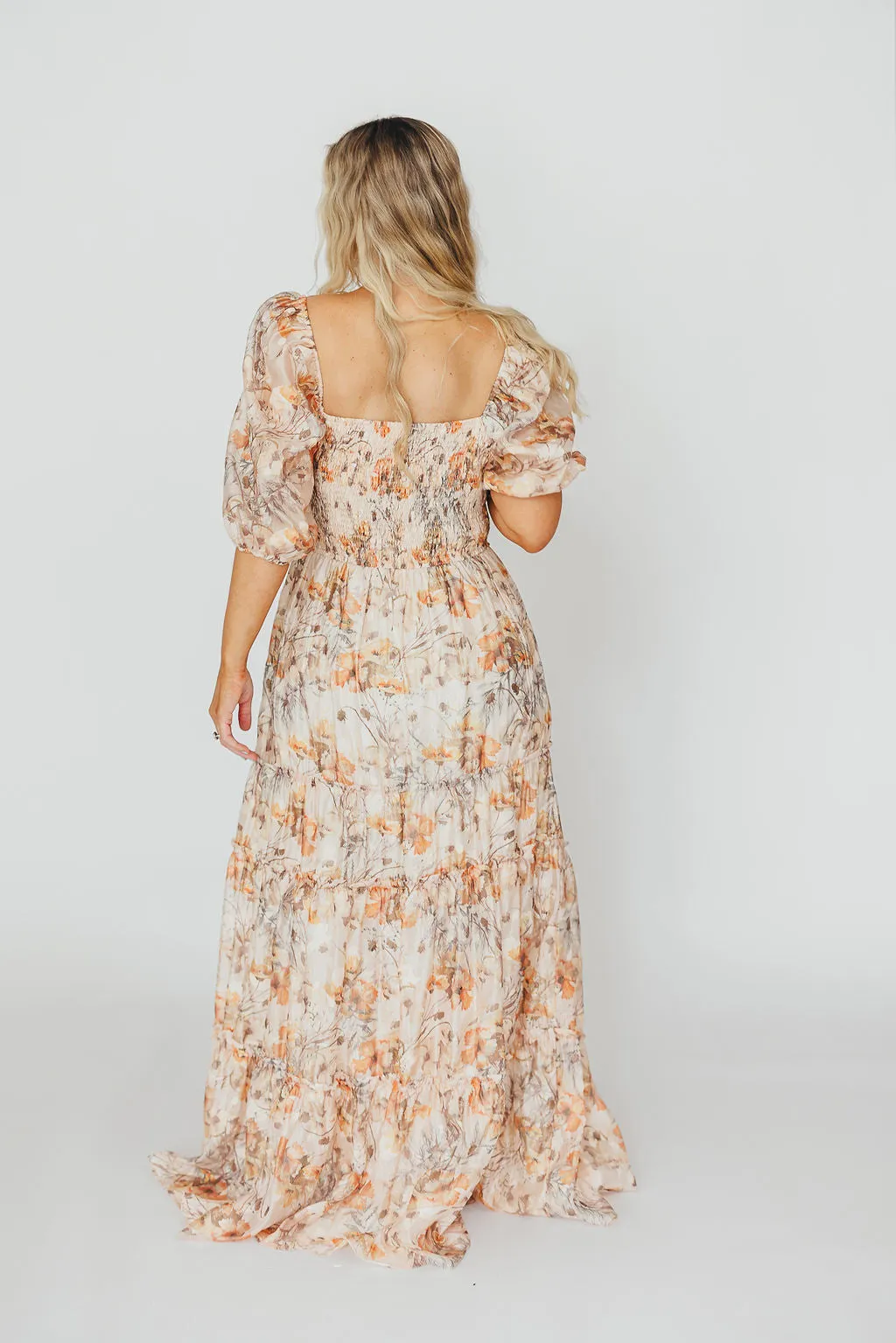 Daphne Maxi Dress in Beige Multi - Bump Friendly & Inclusive Sizing (S-3XL)