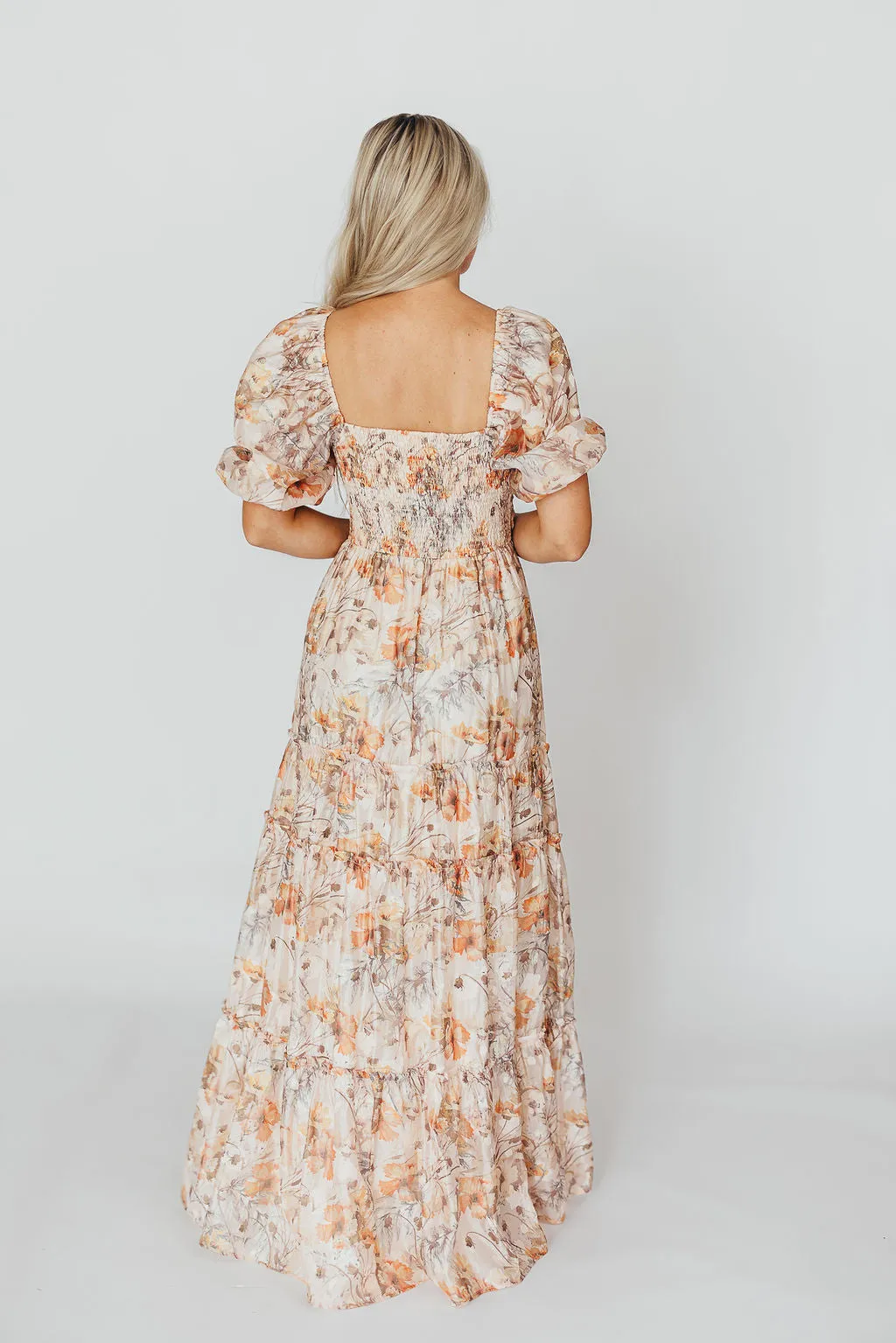 Daphne Maxi Dress in Beige Multi - Bump Friendly & Inclusive Sizing (S-3XL)