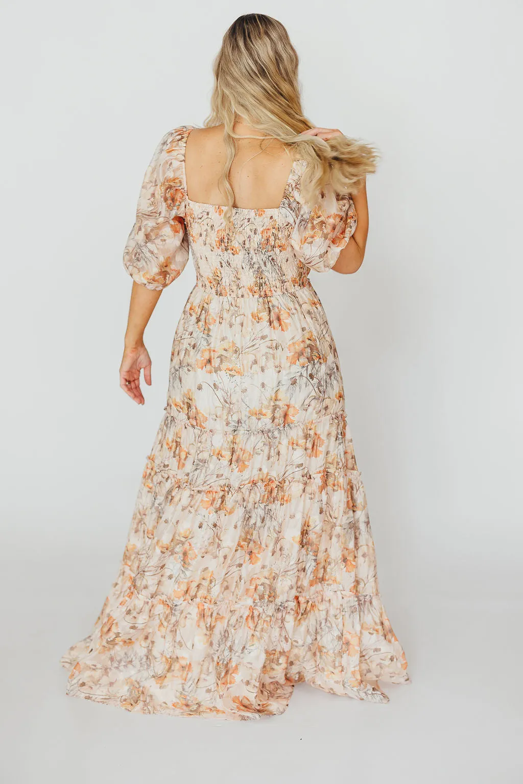 Daphne Maxi Dress in Beige Multi - Bump Friendly & Inclusive Sizing (S-3XL)