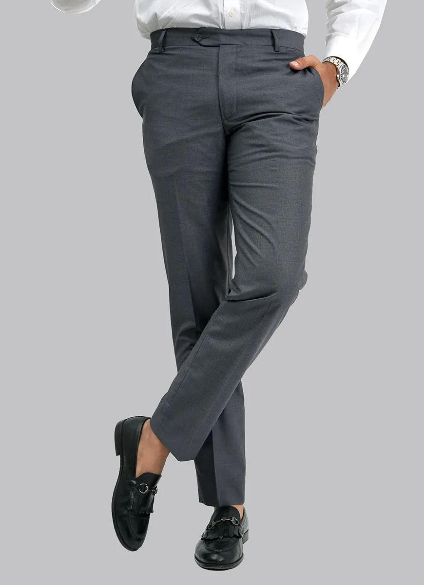 Dark Grey Plain Formal Trouser