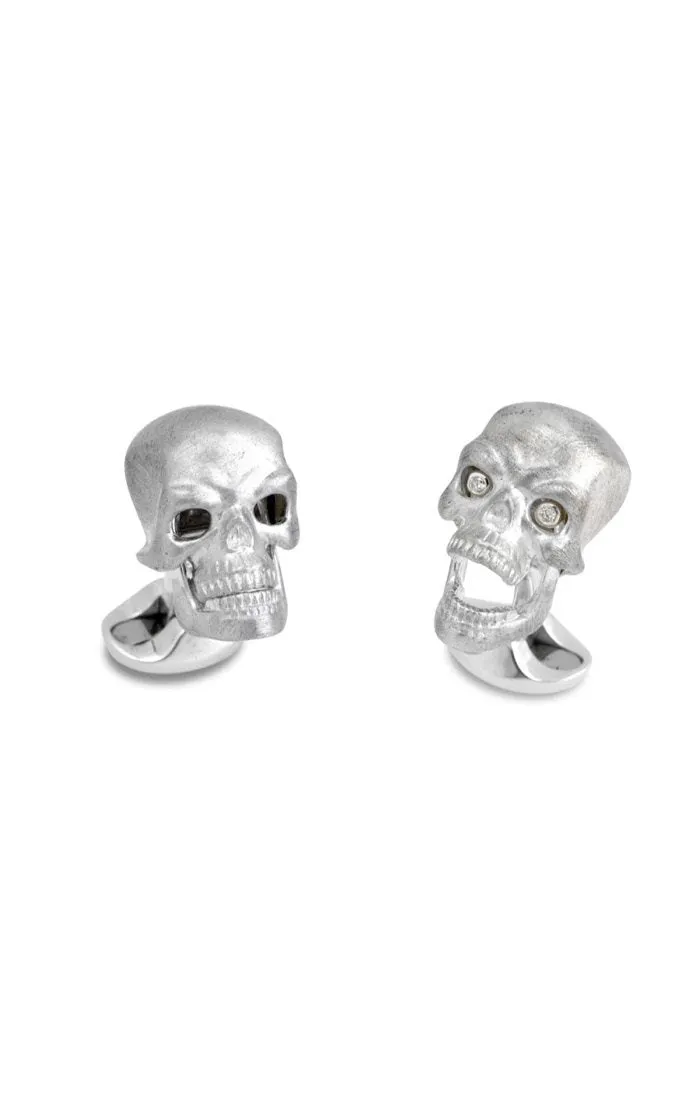 Deakin & Francis Sterling Silver Skull Cufflinks With Diamond Eyes - C1585X0001