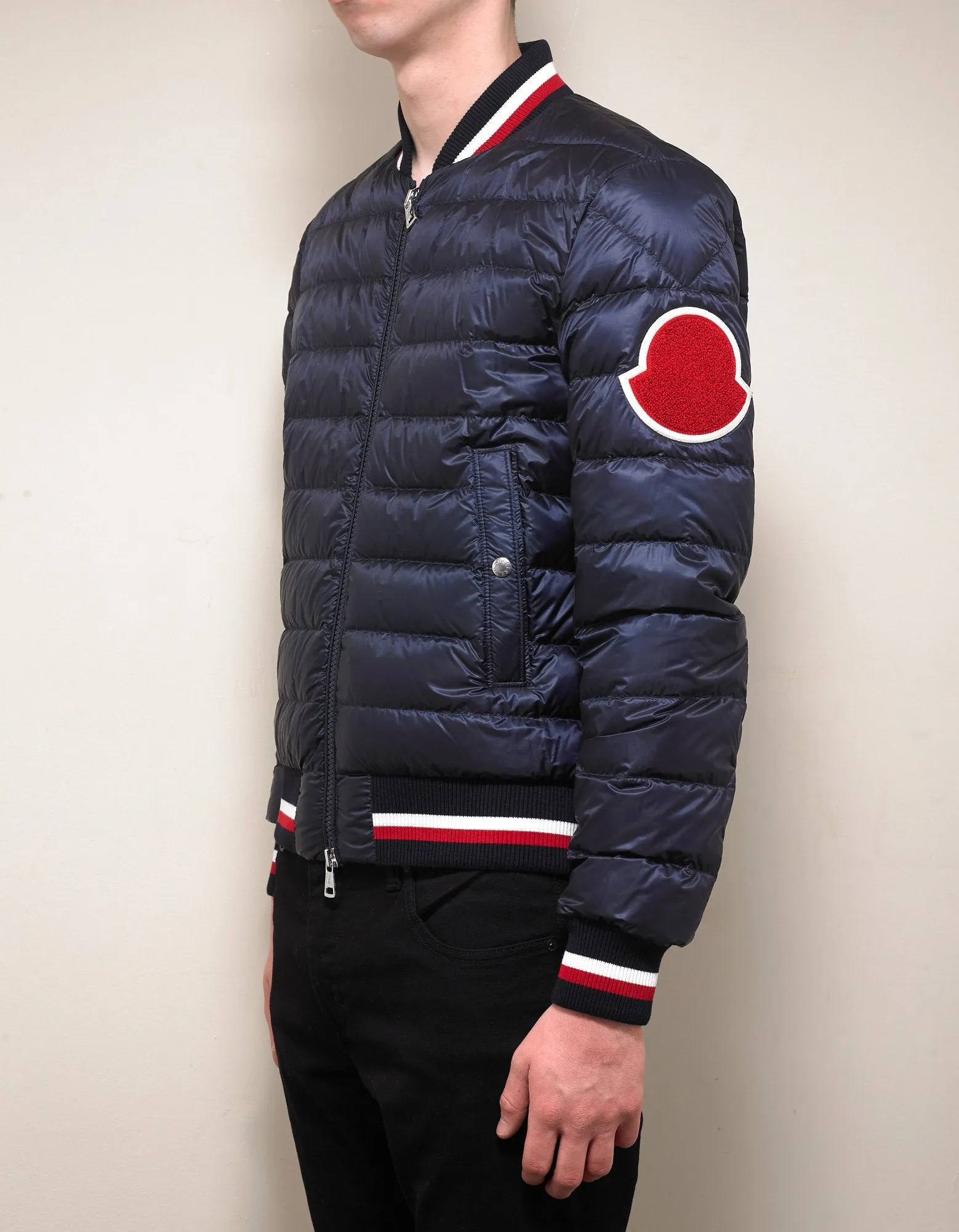 Deltour Navy Blue Down Bomber Jacket