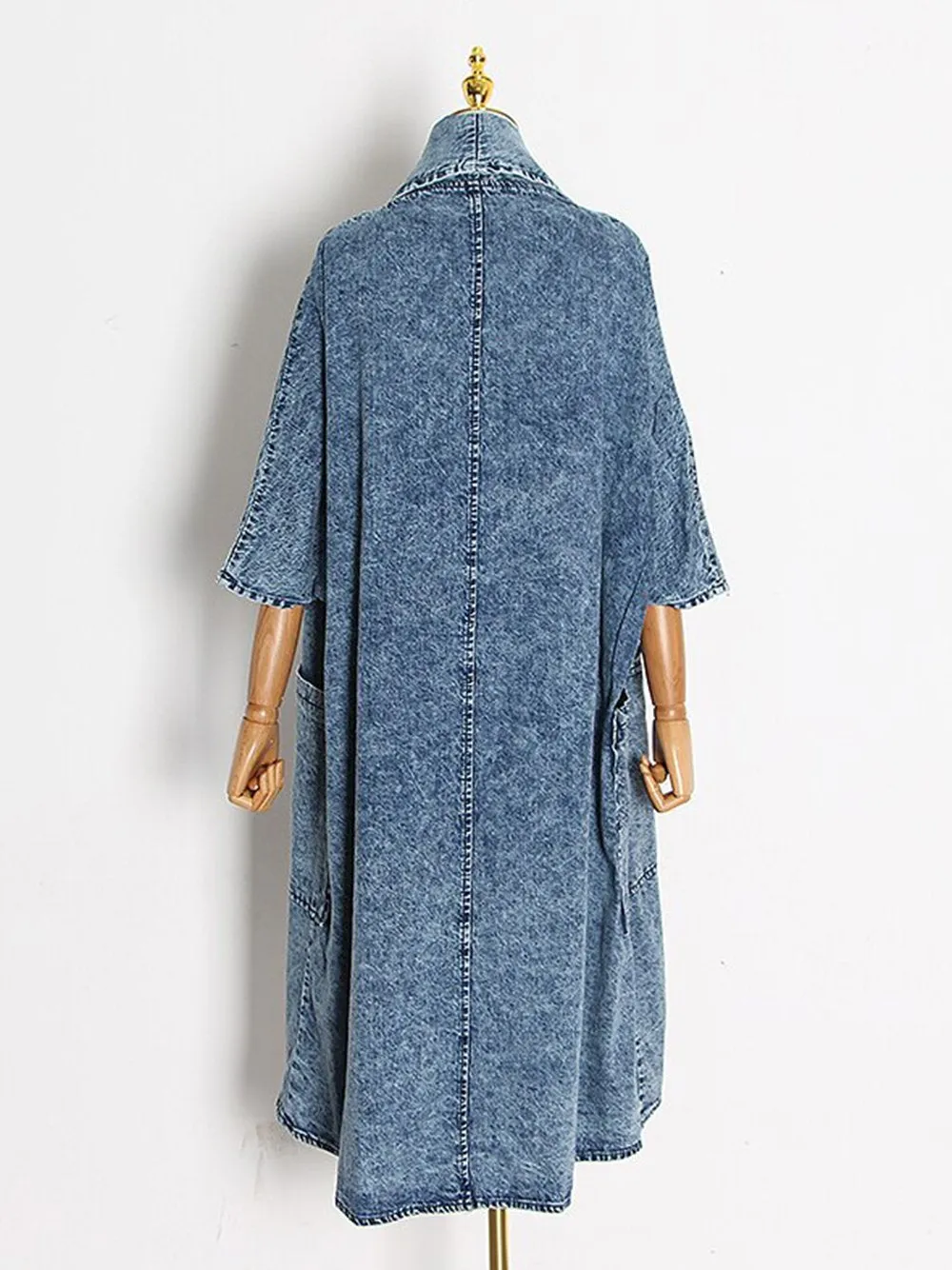 Denim Half Sleeve High Waist Trench Coat