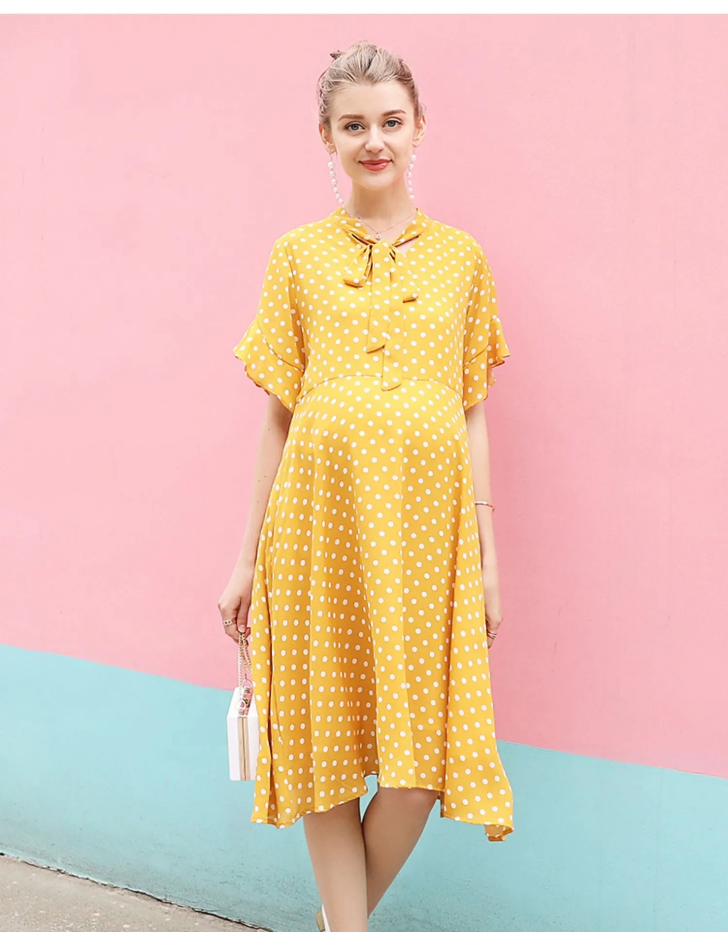 Dot You Mama Dress - Yellow - FINAL SALE