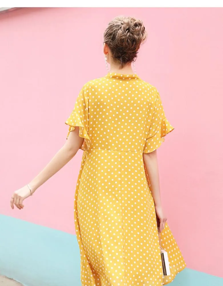 Dot You Mama Dress - Yellow - FINAL SALE