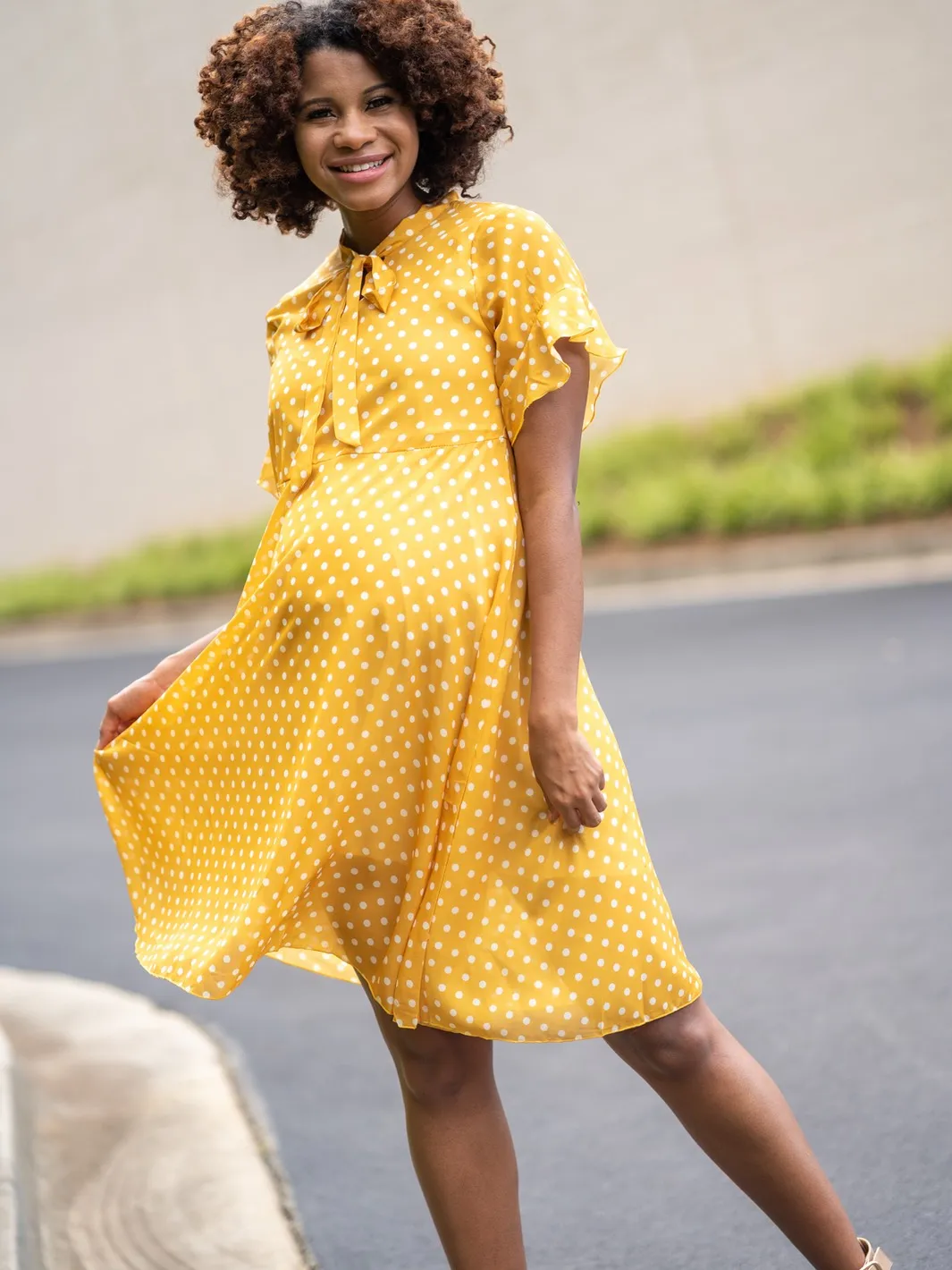 Dot You Mama Dress - Yellow - FINAL SALE